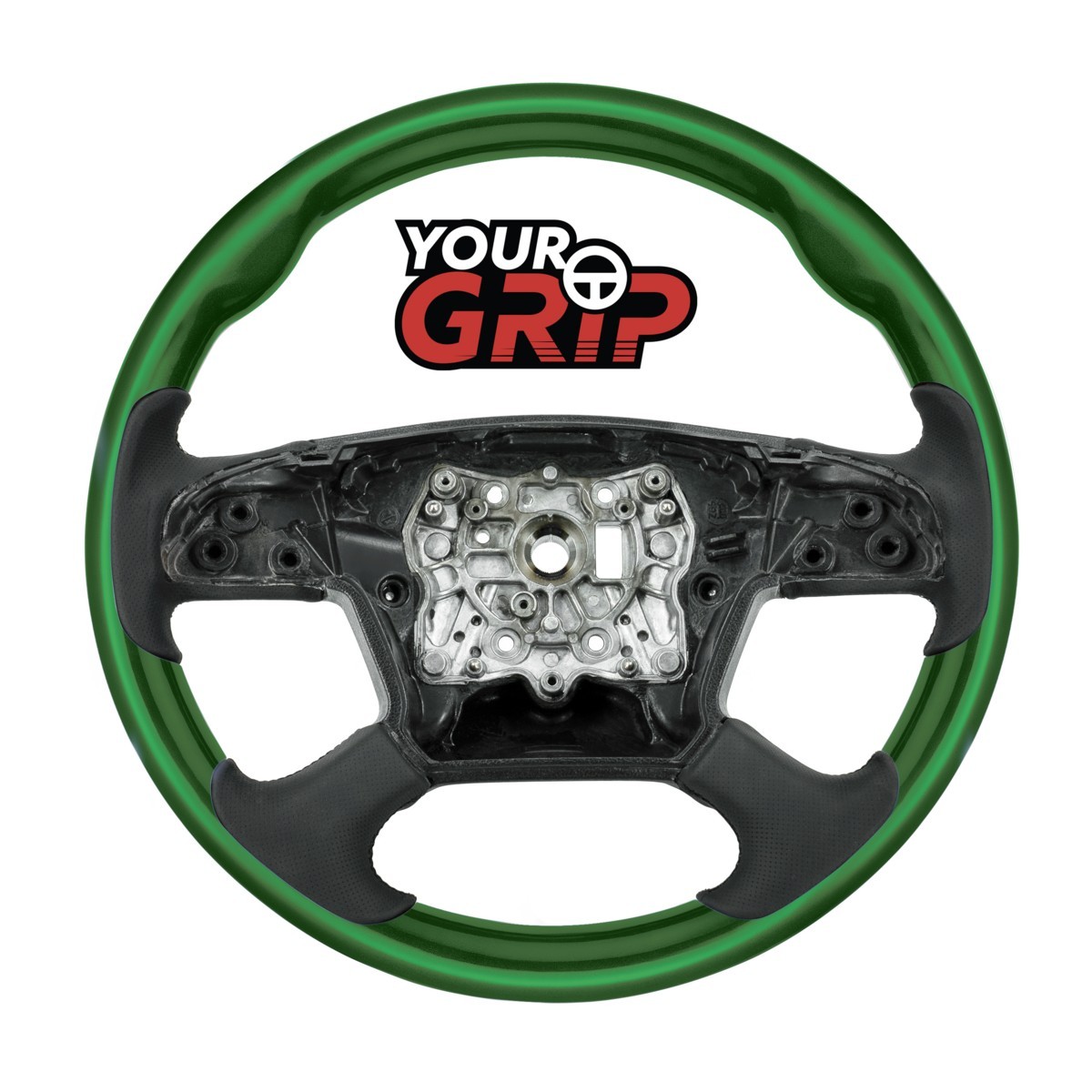YourGrip Wood Steering Wheel for 2018-2026 Freightliner Cascadia - Emerald Green