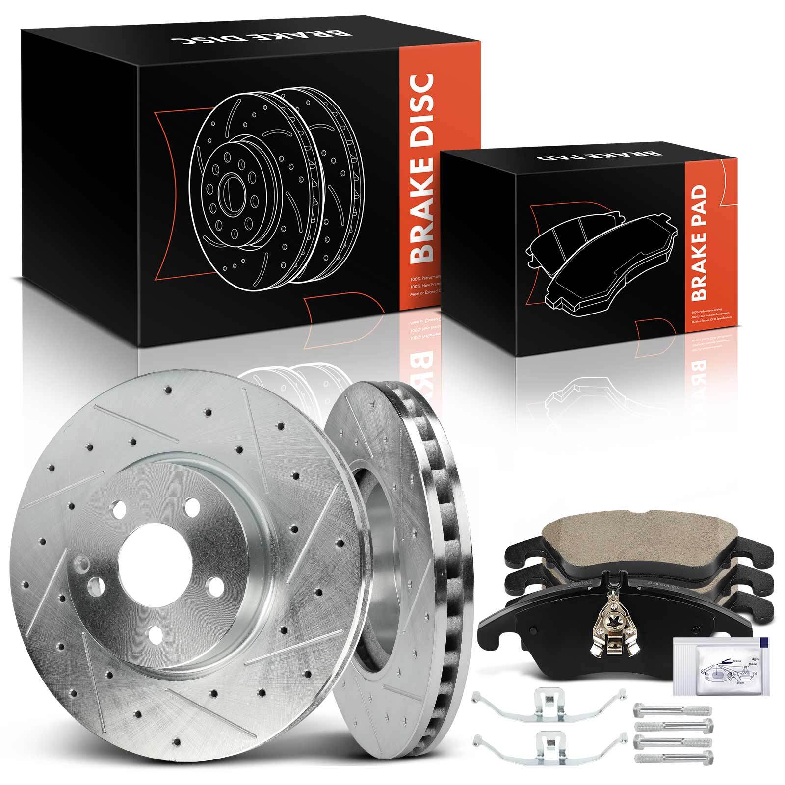 Drilled Brake Rotor & Ceramic Brake Pad for Mercedes-Benz E350 E400 C300 Front Drilled Brake Rotor & Ceramic Brake Pad for Mercedes-Benz E350 E400 C300 Front