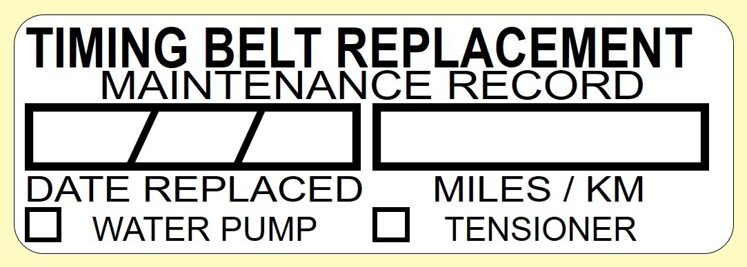 Qty 2 Timing Belt Water Pump Replacement Service Polyester Sticker Label 3
