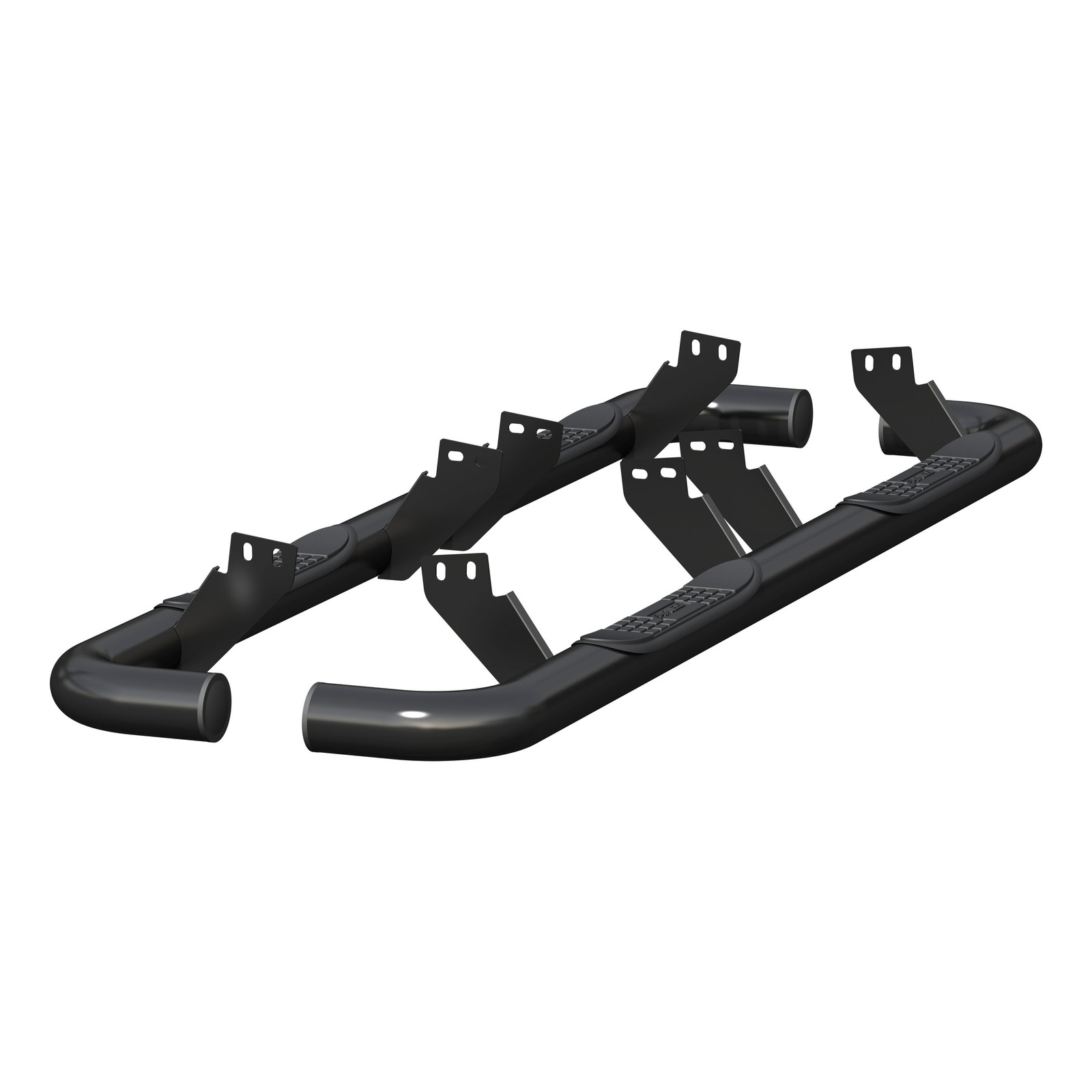 Aries 3in Round Semi Gloss Black Nerf Bars Steps fits H2 w/ Factory Rocker Bars
