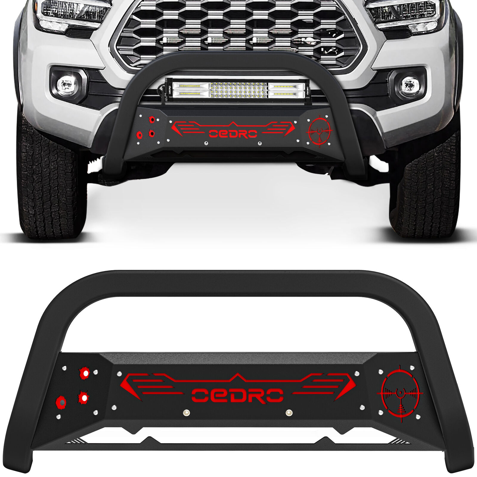 Black Bull Bar Push Front Bumper Grille Guard for 2016-2023 Toyota Tacoma