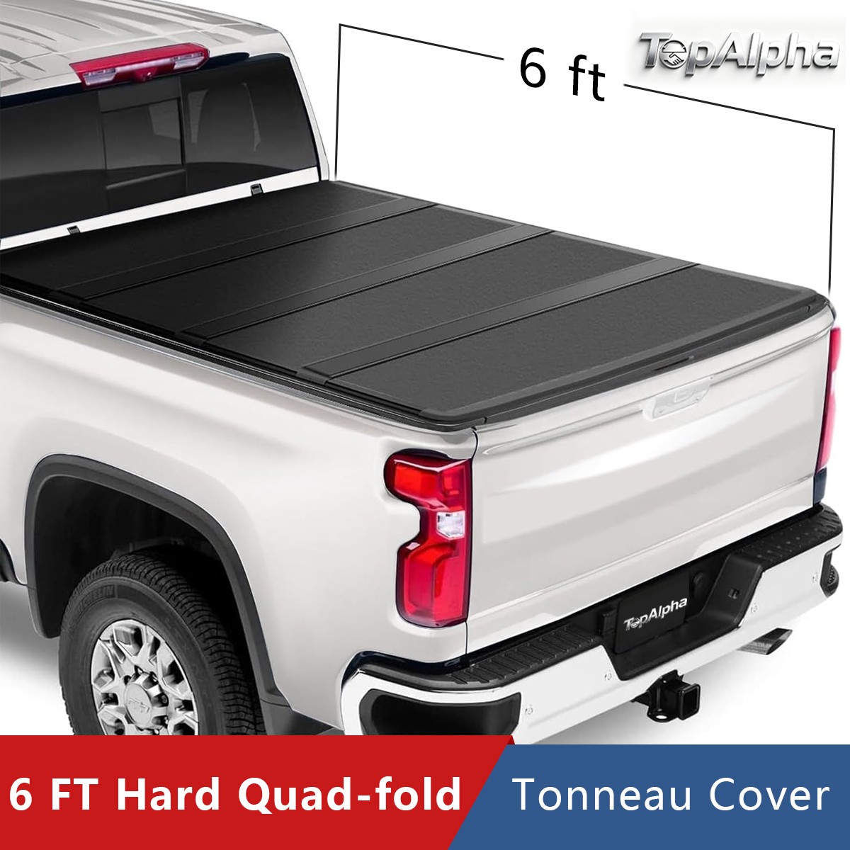 For 89-04 Toyota Pickup Tacoma Truck 6Ft Bed Hard Solid Quad-fold Tonneau Cover