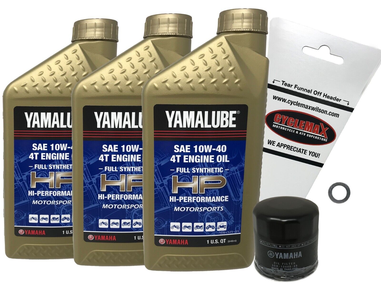 Cyclemax Genuine OEM 2015-2023 Yamaha YZF-R3 YZFR3 Full Synthetic Oil Change Kit