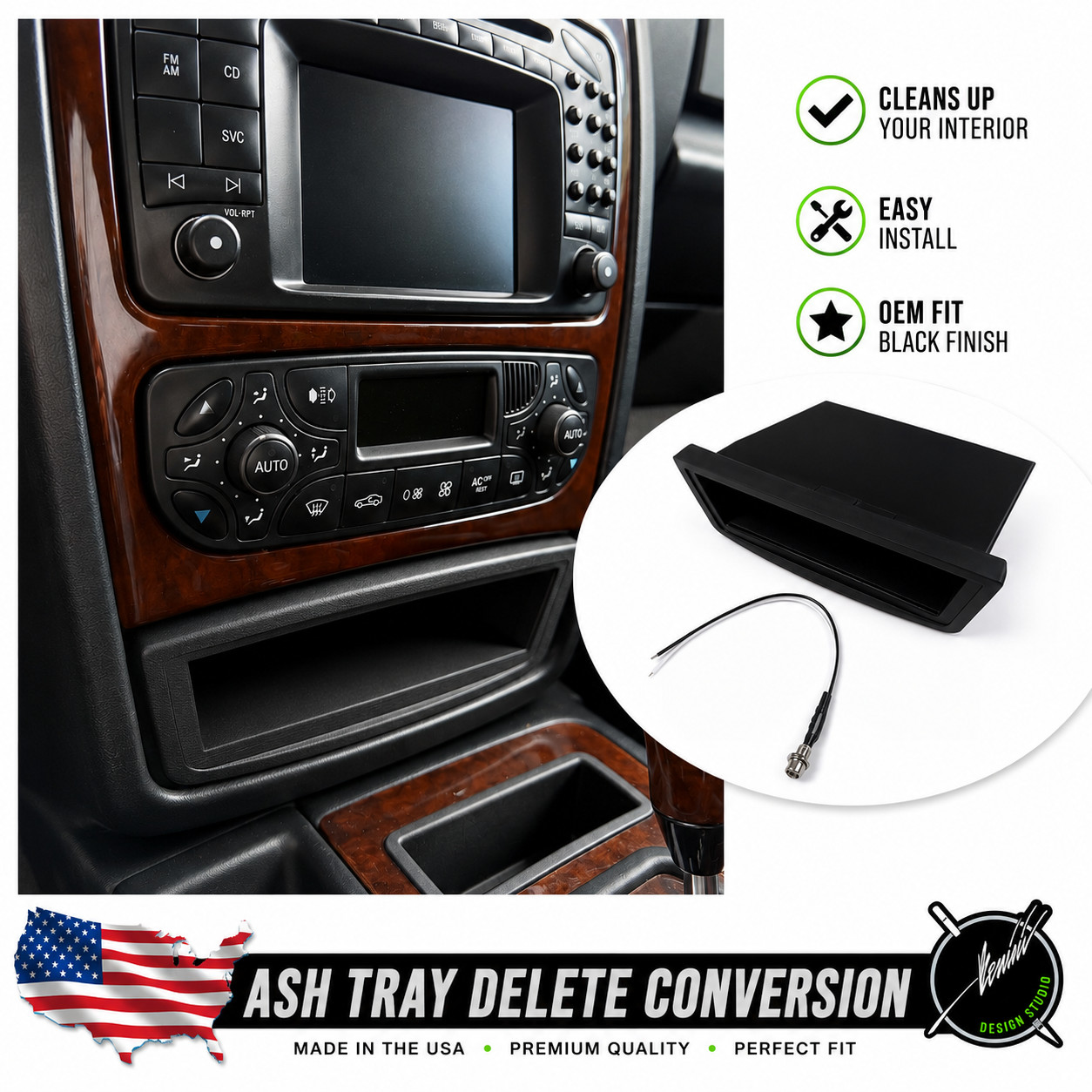 Ash Tray Delete Storage Cubby LED for 02-12 Mercedes G500 G55 AMG W463