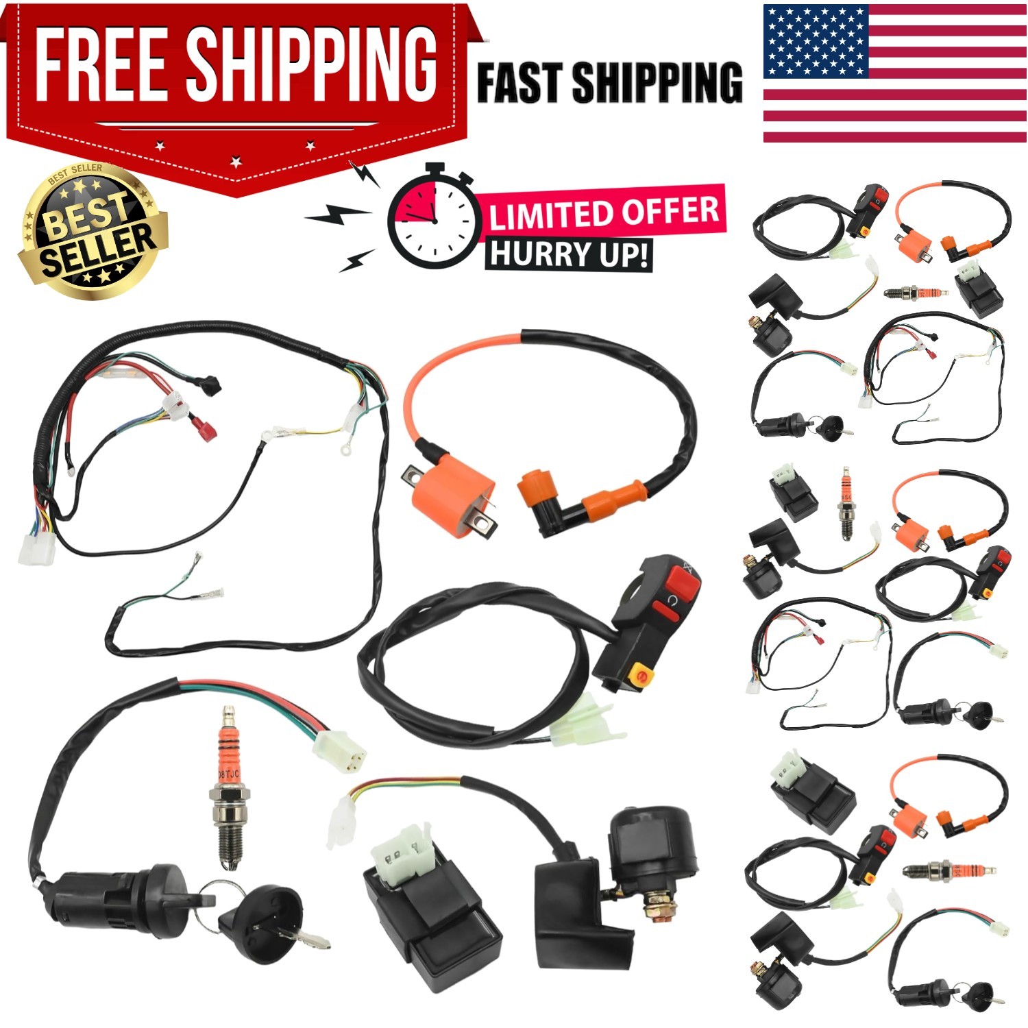 CDI Ignition Coil Switch Kit for 150cc-250cc ATVs & Go Karts - Easy Install