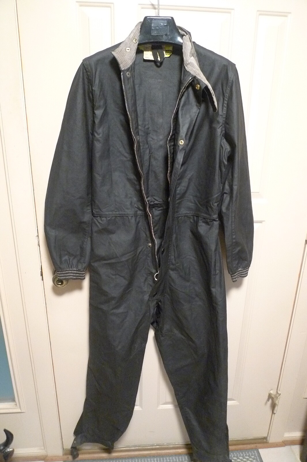 BARBOUR-  A225 RACING OVERSUIT-  WAX COTTON-  BLACK - VINTAGE - PRE CREST - RARE