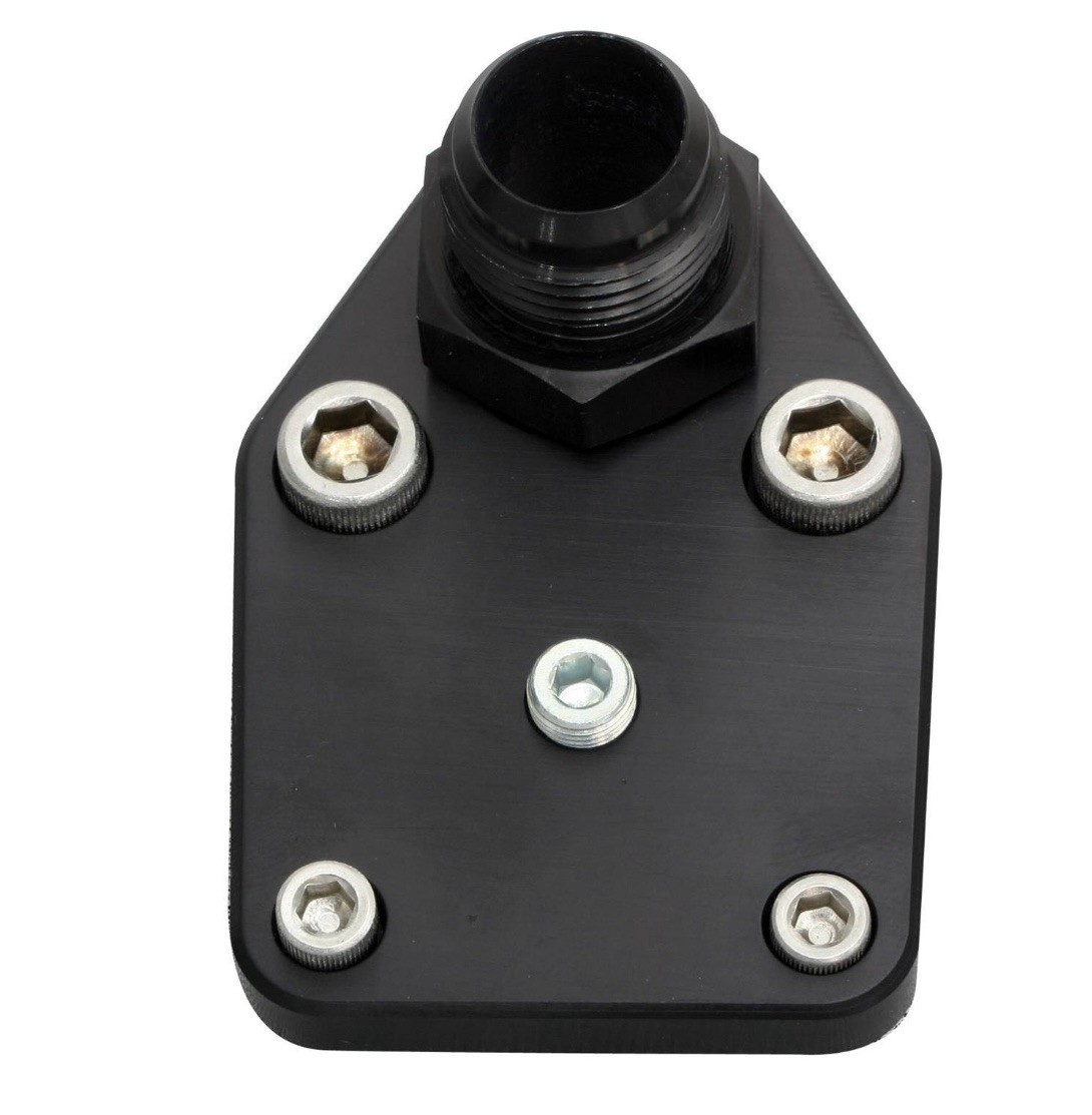 SBC turbo oil drain fuel pump block off Billet w/12AN Fitting Black