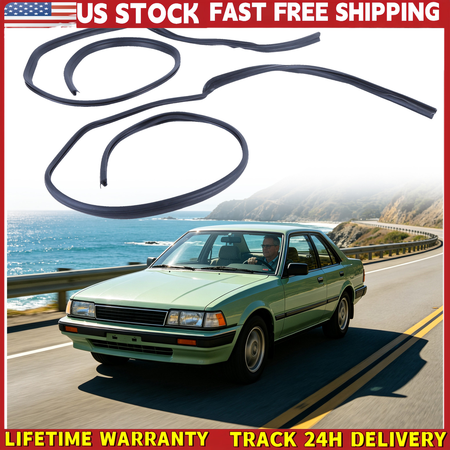 Right & Left Front Roof Side Rail Weatherstrip Set For Toyota AE86 Corolla