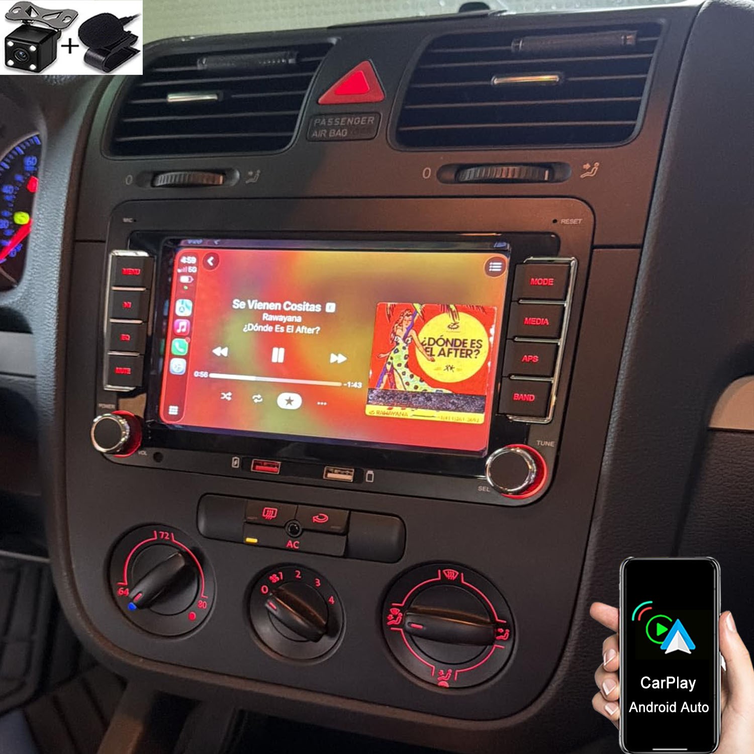 For VW Golf MK5 MK6 Jetta Beetle  Apple Carplay Car Stereo Radio GPS WiFi +CAM
