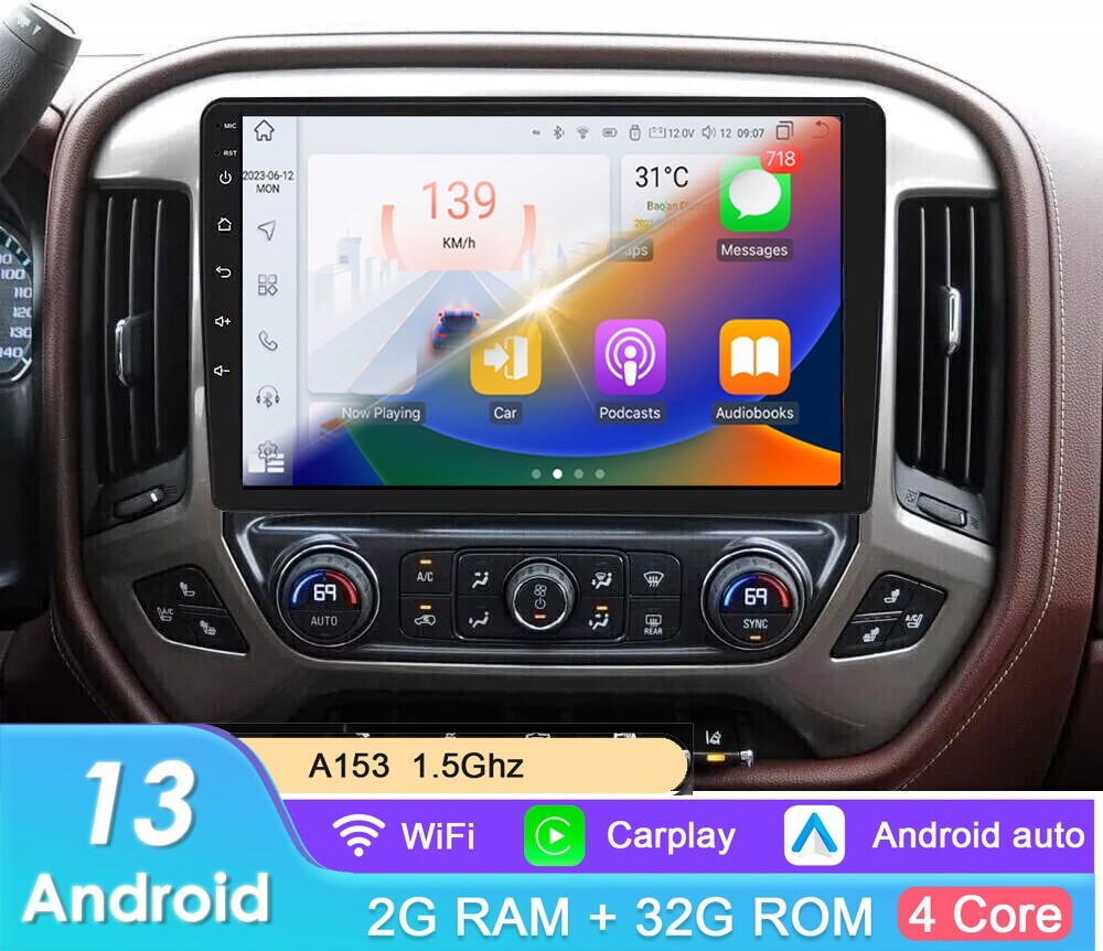 Car GPS Carplay Stereo Radio For 2014-2018 Chevrolet Silverado GMC Sierra Wifi