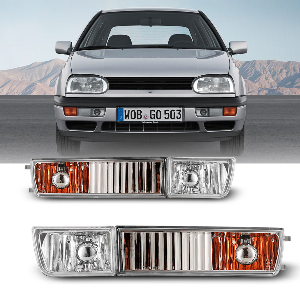 Pairs Fog Lights for 1993-1998 Volkswagen Golf Jetta Cabrio Bumper Driving Lamps