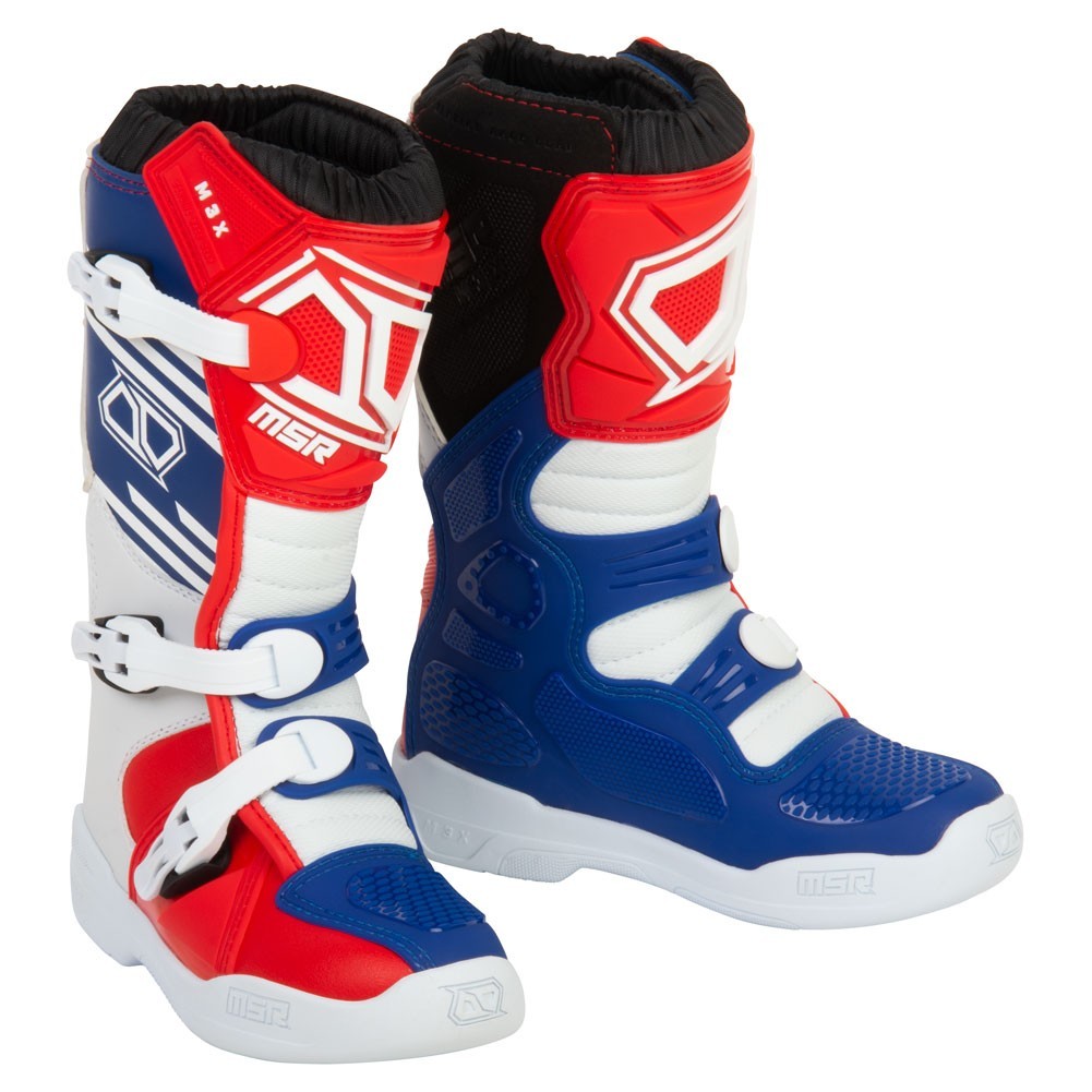 MSR™ Youth M3X Motocross / Dirt Bike Boots Size 6, Red/White/Blue MSR™ Youth M3X Motocross / Dirt Bike Boots Size 6, Red/White/Blue