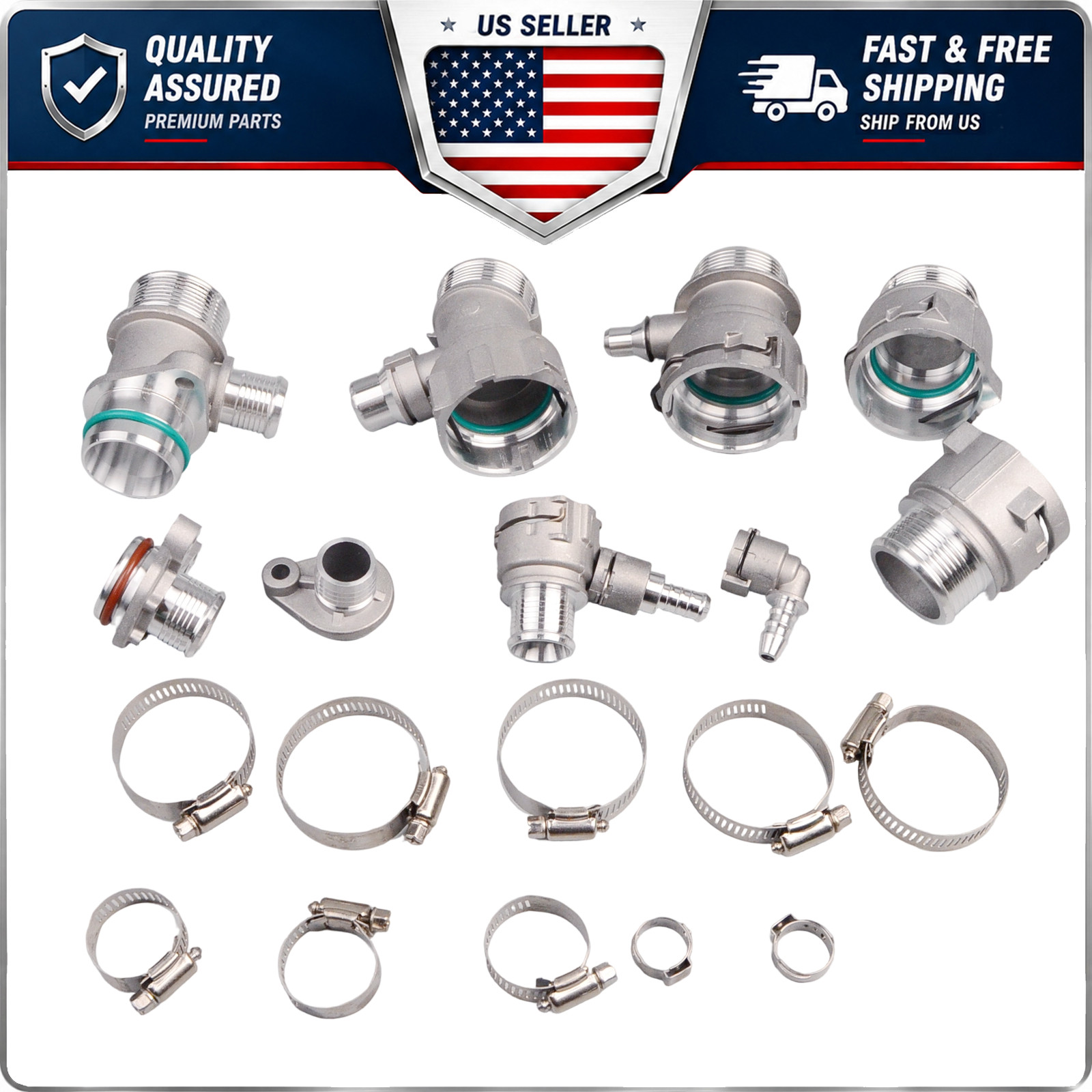10Pcs Aluminum Coolant Water Radiator Hose Connectors For BMW B48 Engine 10Pcs Aluminum Coolant Water Radiator Hose Connectors For BMW B48 Engine