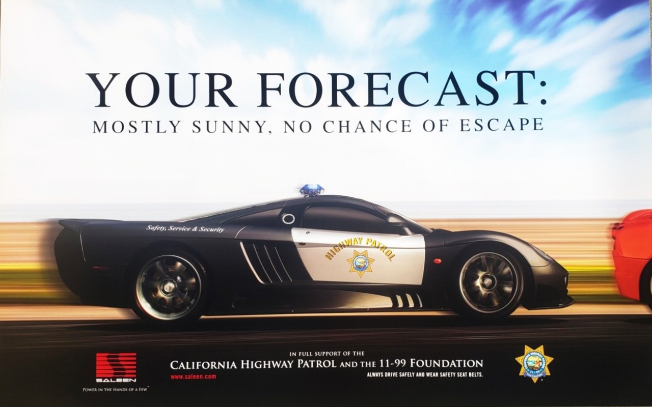 Saleen S7 California Highway Patrol 11-99 Foundation Chase Poster * FREE US SHIP