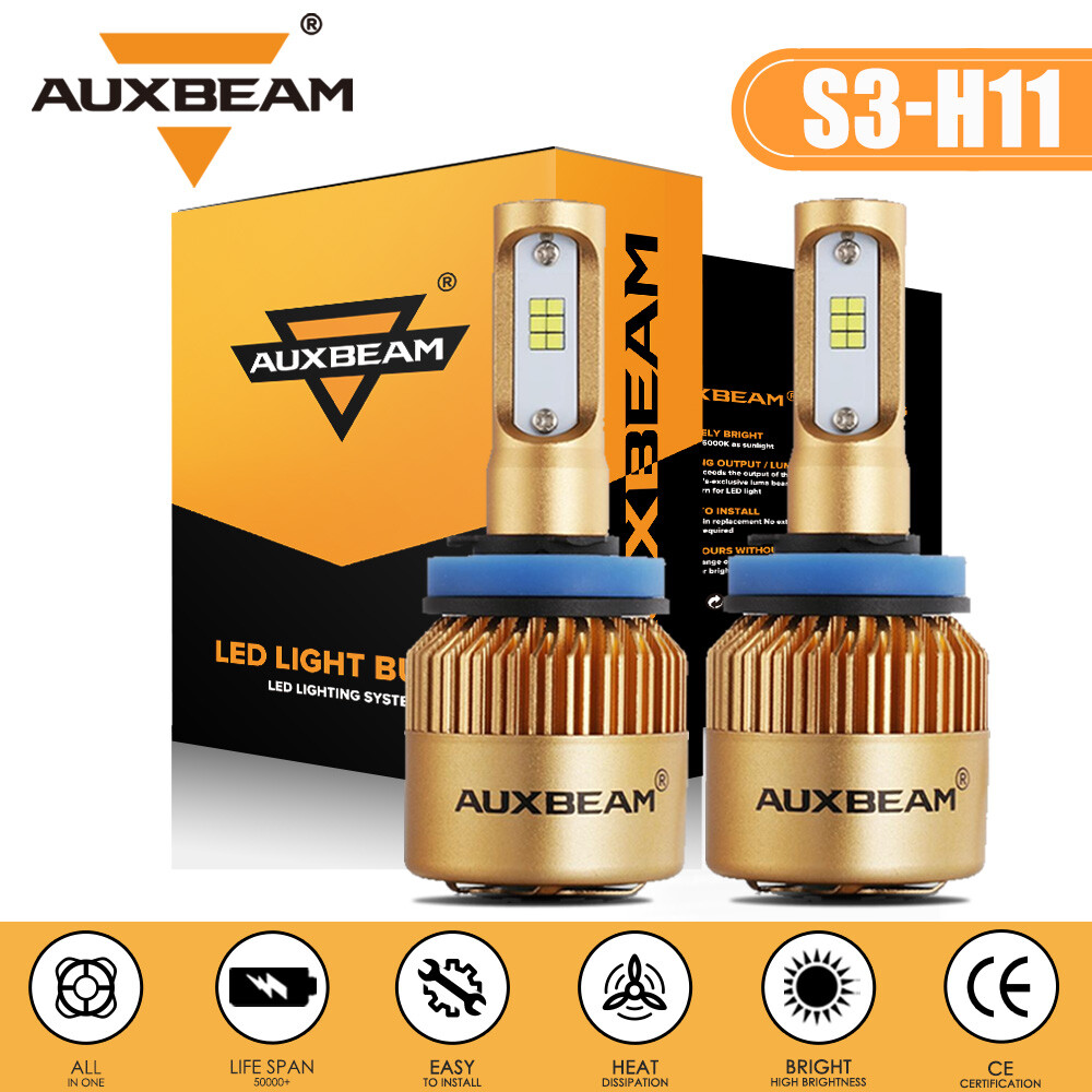 AUXBEAM H11 LED Headlight Kit Low Beam Bulbs Super Bright 72W 8000LM 6000K White