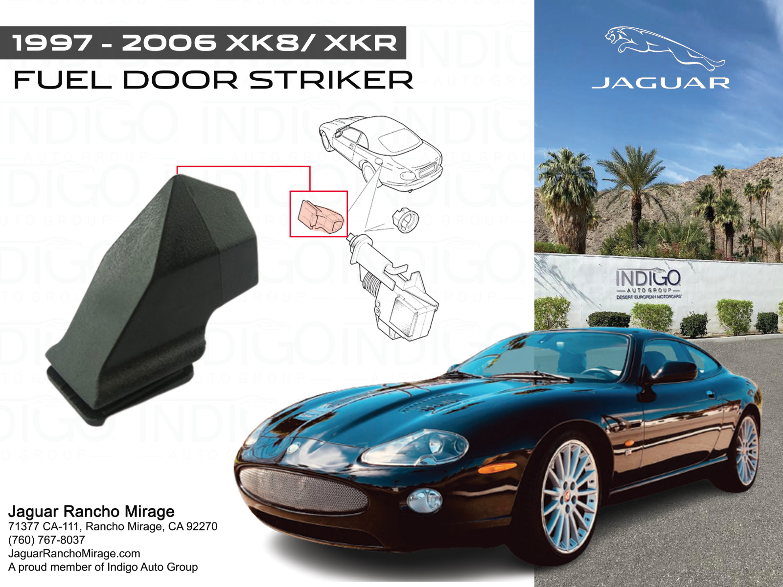 Jaguar 97-06 XK8 XKR Fuel Door Striker HJA3097AD Genuine Factory OEM New
