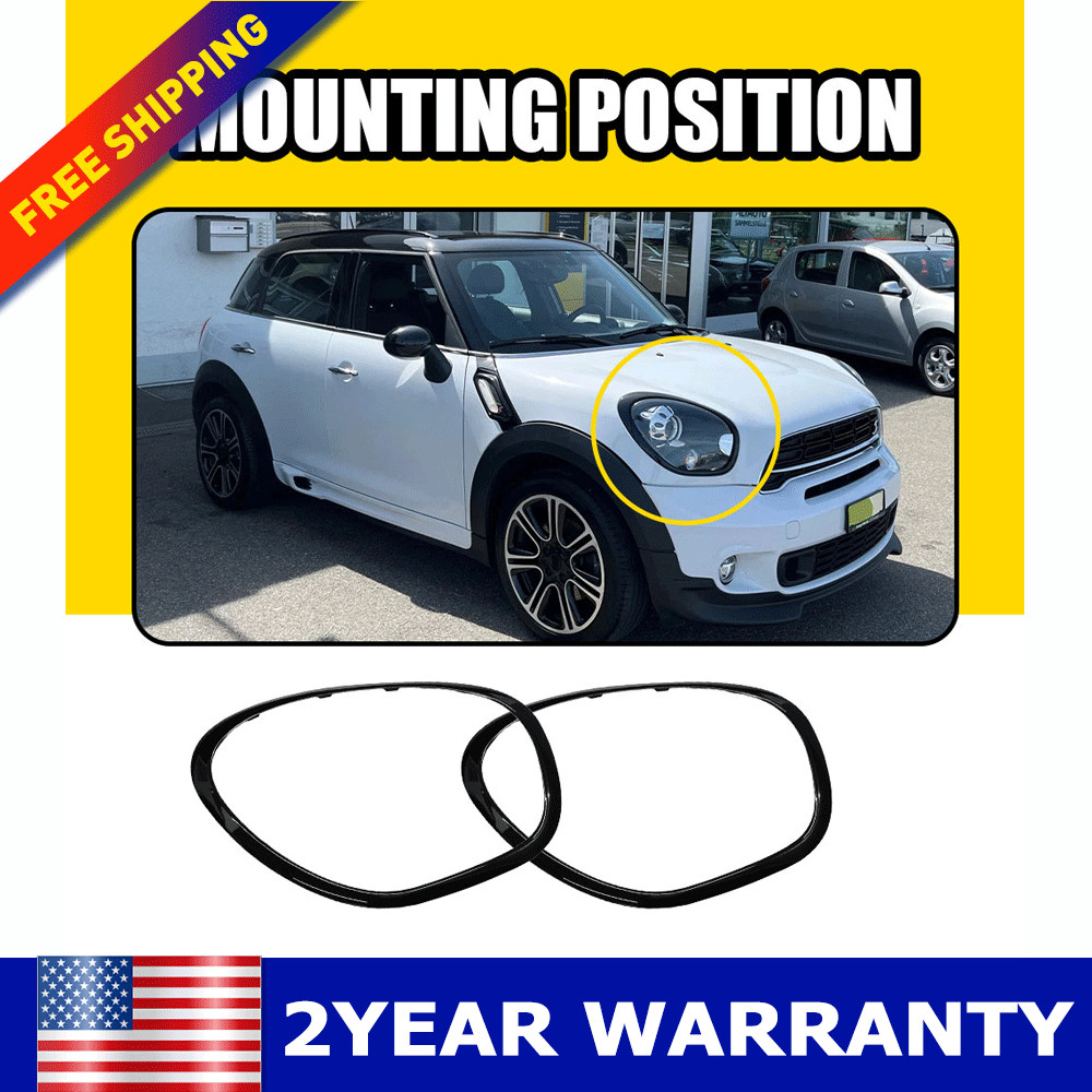 Pair Headlight Bezel Trim For MINI R60 Countryman Cooper S JCW 2011-2016 LH+RH