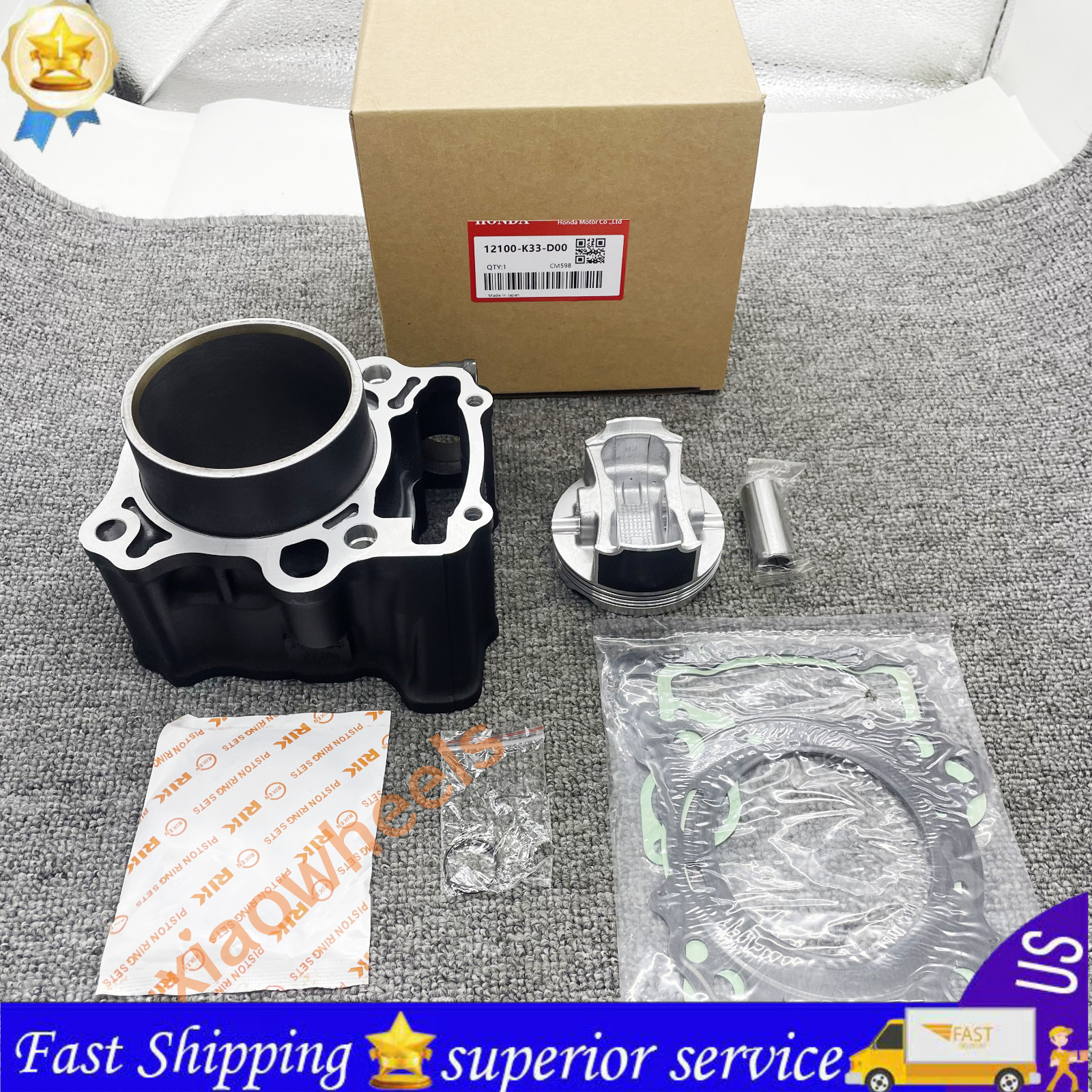 12100-K33-D00 Engine Cylinder Barrel w/ Piston Gasket Kit Fits For Honda CBR300R