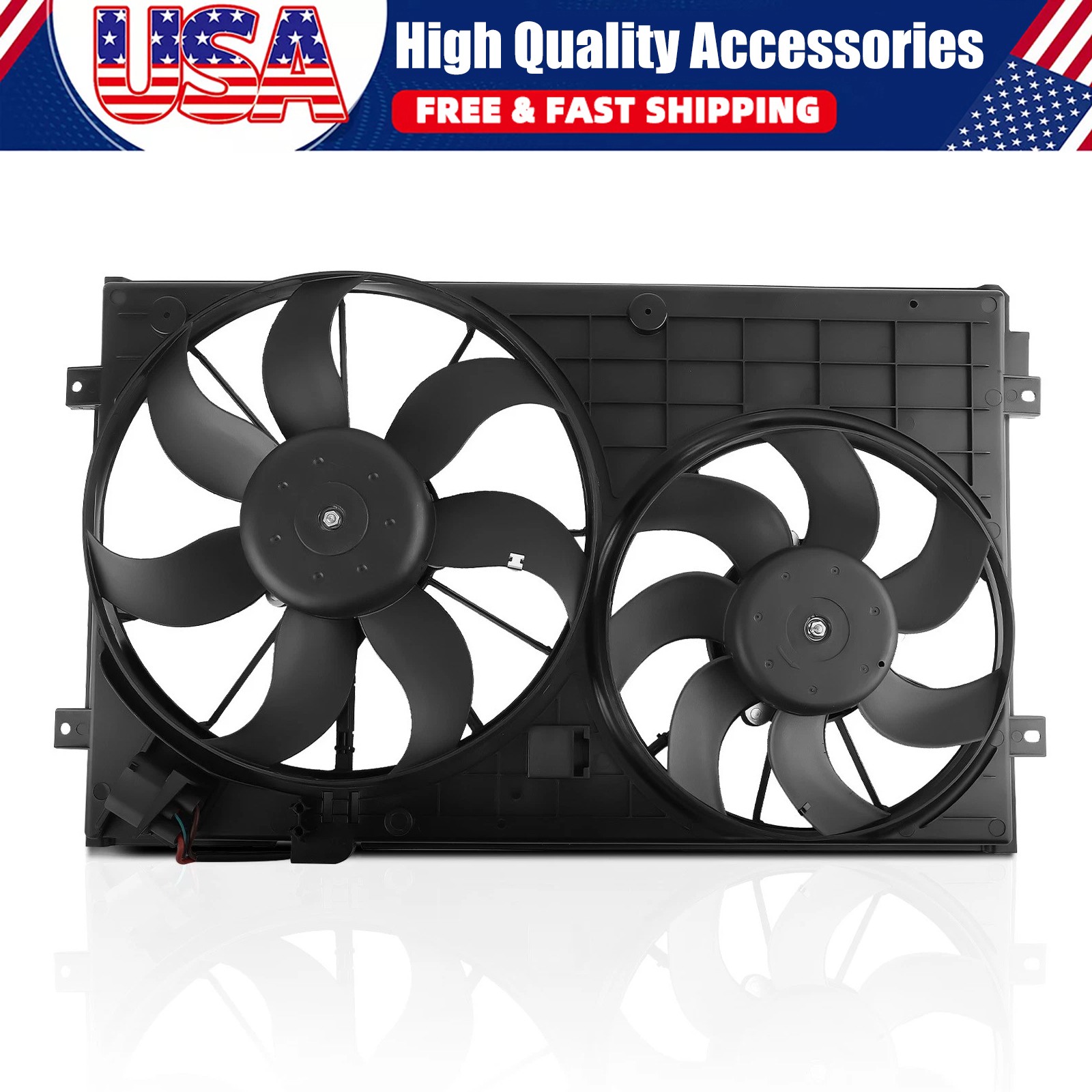 For Volkswagen Jetta 2005-15 Radiator Condenser Cooling Fan Assembly 1K0959455ET
