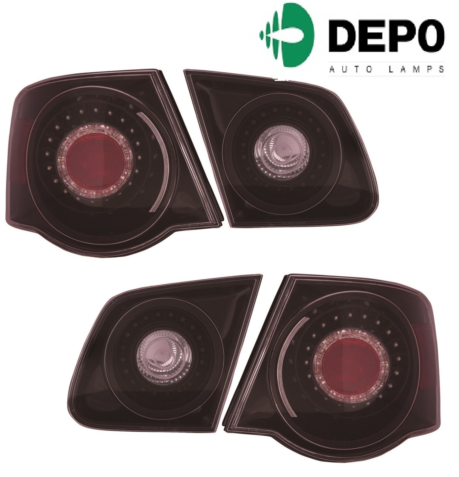 FIT VOLKSWAGEN JETTA 2006-2010 BLACK TAILLIGHTS TAIL LIGHTS REAR LAMPS SET DEPO