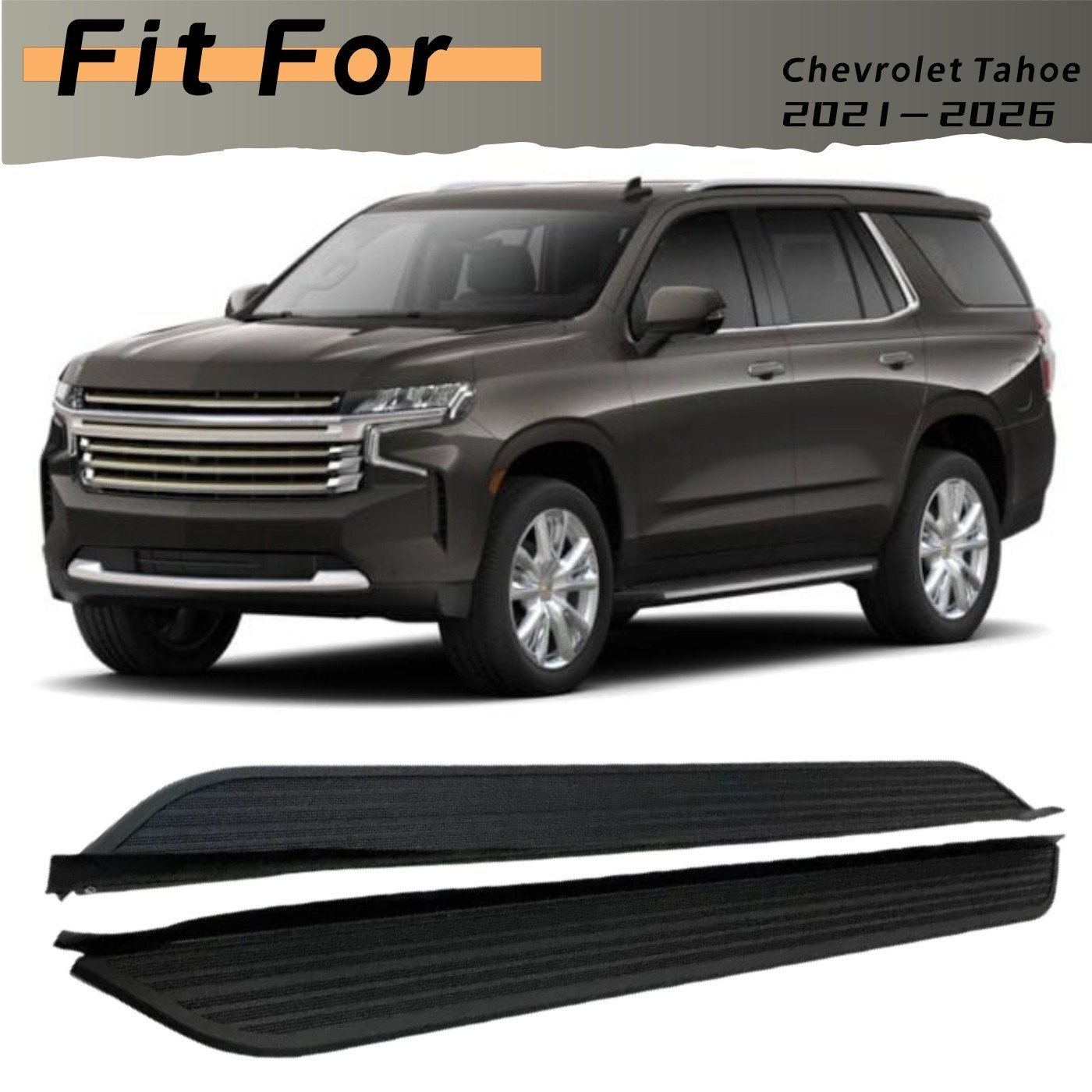 2PCS Fits for Chevrolet Tahoe 2021-2026 Running Boards Side Steps Bars Black