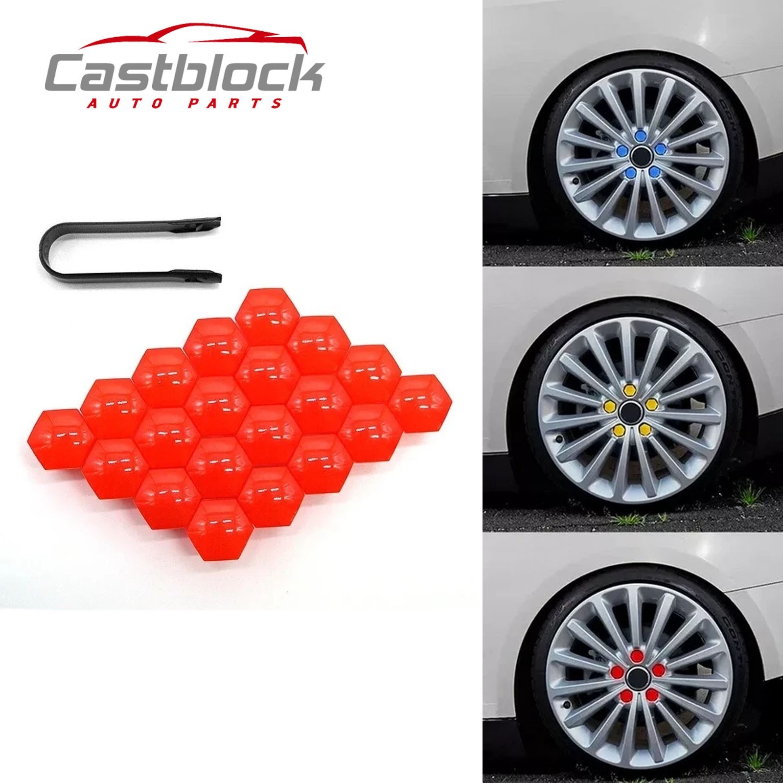 20PC Car Wheel Nut Lug Cover Hub Screw Caps Bolt Rims Tire With Tool Universal