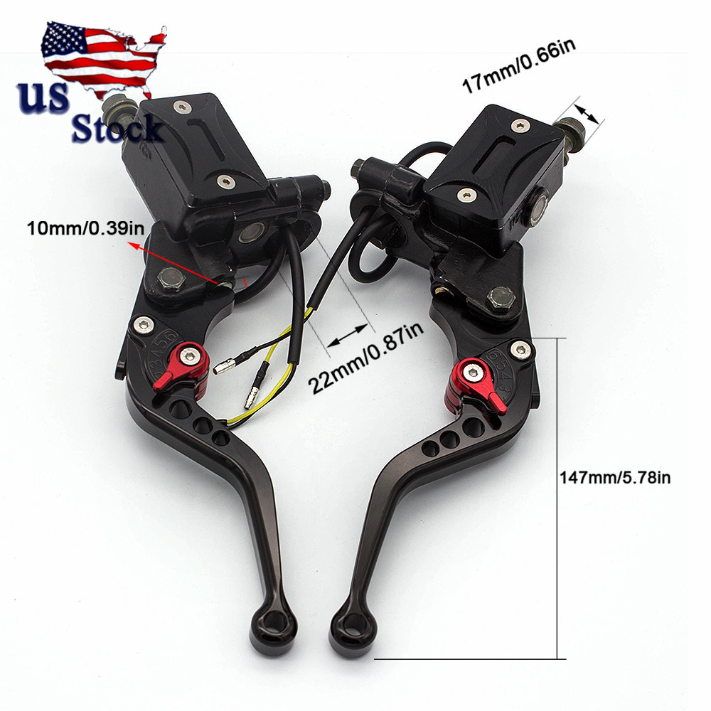 CNC Motorcycle 7/8\'\' 22MM Black Clutch Brake Levers Master Cylinder Reservoir