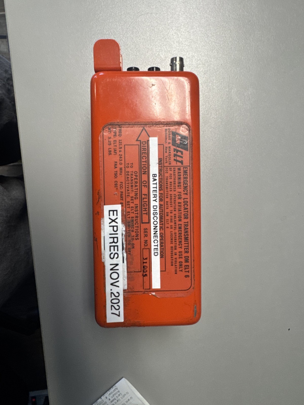 Cessna C589511-0117 ELT EMERGENCY LOCATOR TRANSMITTER DM ELT 6.1 *AS REMOVED*