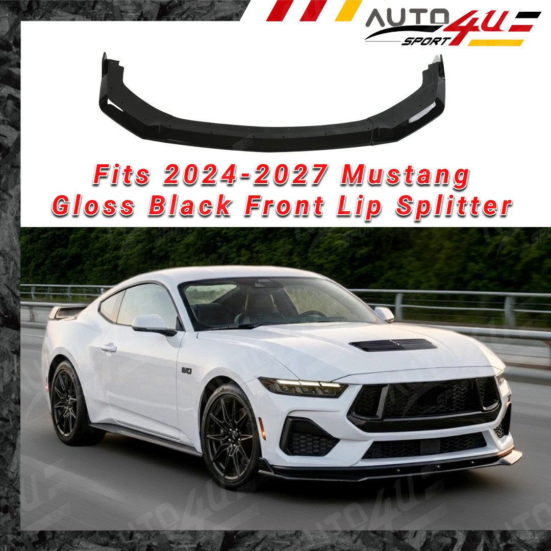 Fits 2024-27 Ford Mustang EcoBoost/GT S650 Gloss Black Front Bumper Lip Splitter
