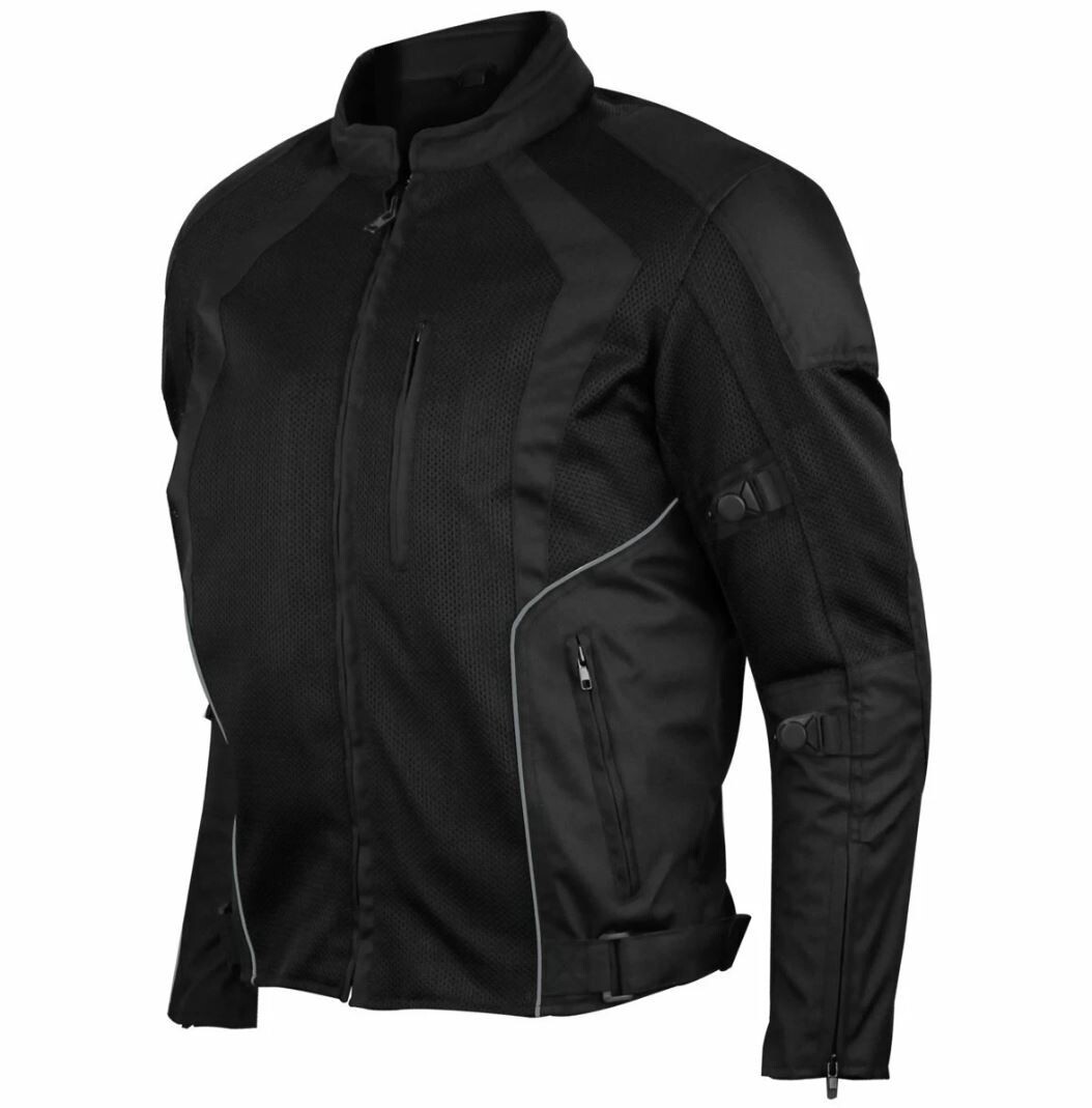 Vance Leather Men's Black Mesh Motorcycle Jacket CE Armor Size Large VL1623B NEW