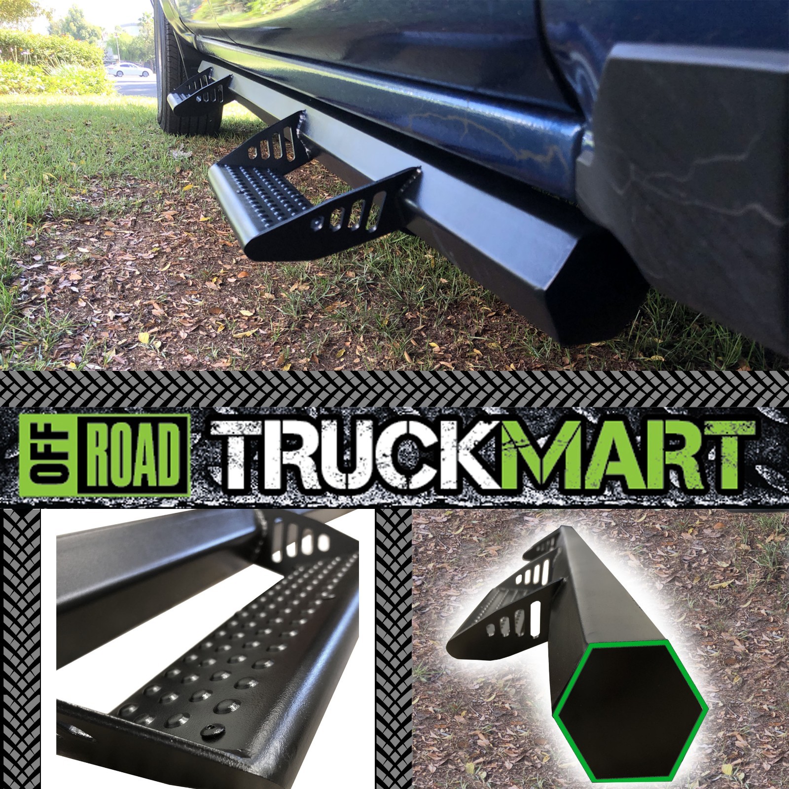 07-18 CHEVY SILVERADO GMC Sierra fit CREW CAB HEX SIDE STEPs BARS RUNNING BOARDs 07-18 CHEVY SILVERADO GMC Sierra fit CREW CAB HEX SIDE STEPs BARS RUNNING BOARDs