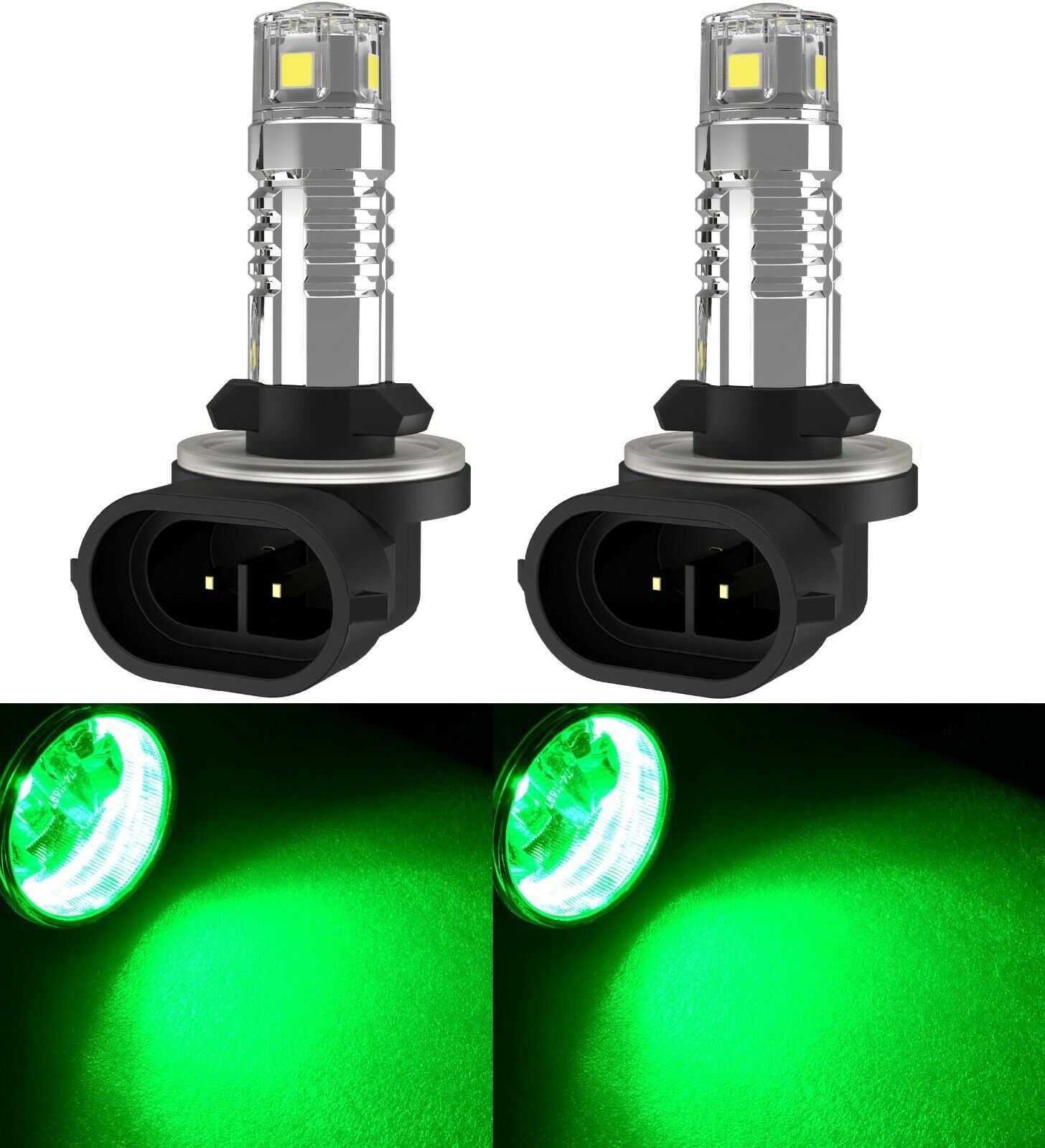 LED 20W 889 H27 Green Two Bulbs Light Front Turn Signal Backup Replacement Stock