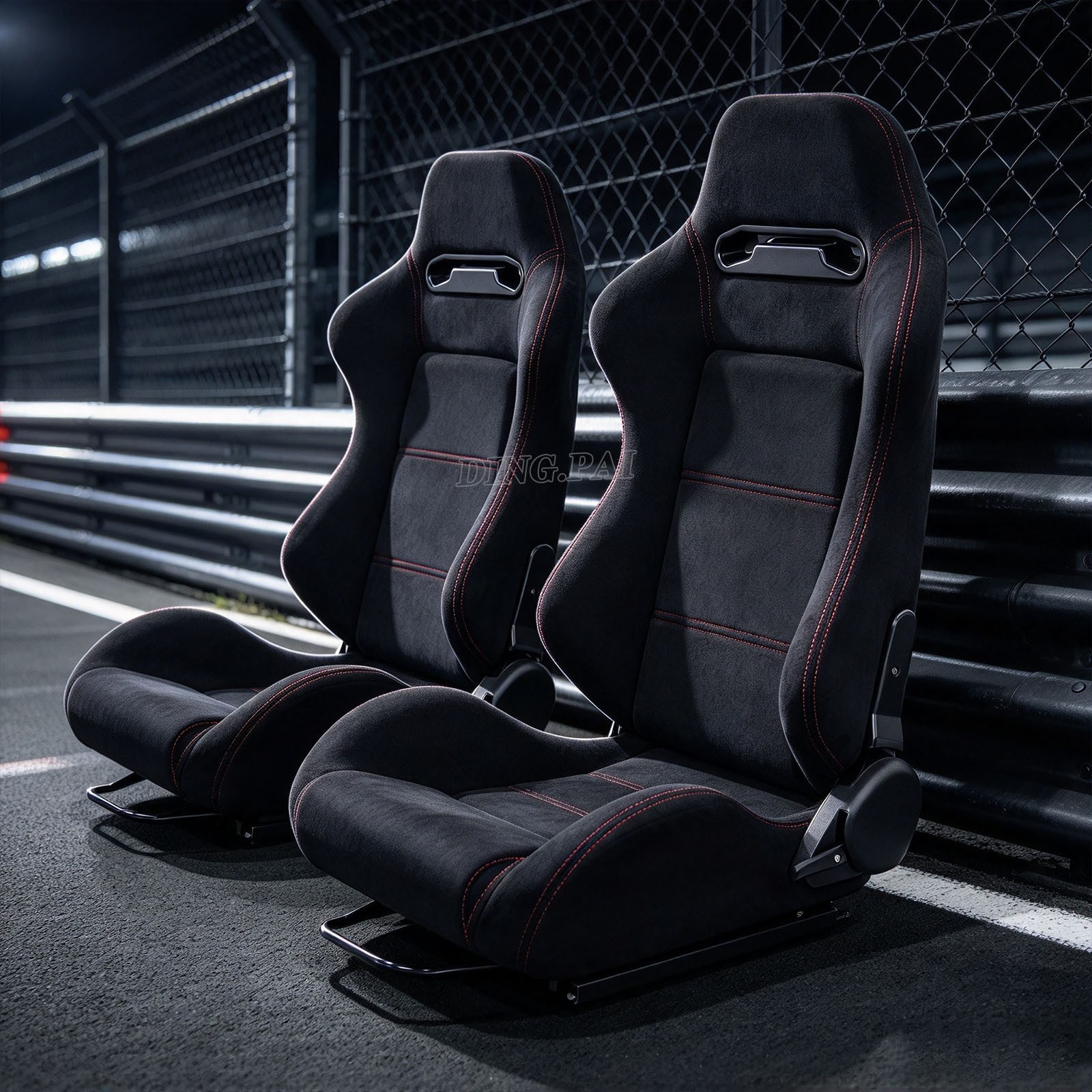 2X Adjustable Car Universal Racing Bucket Seats Black Reclinable Racing Seat