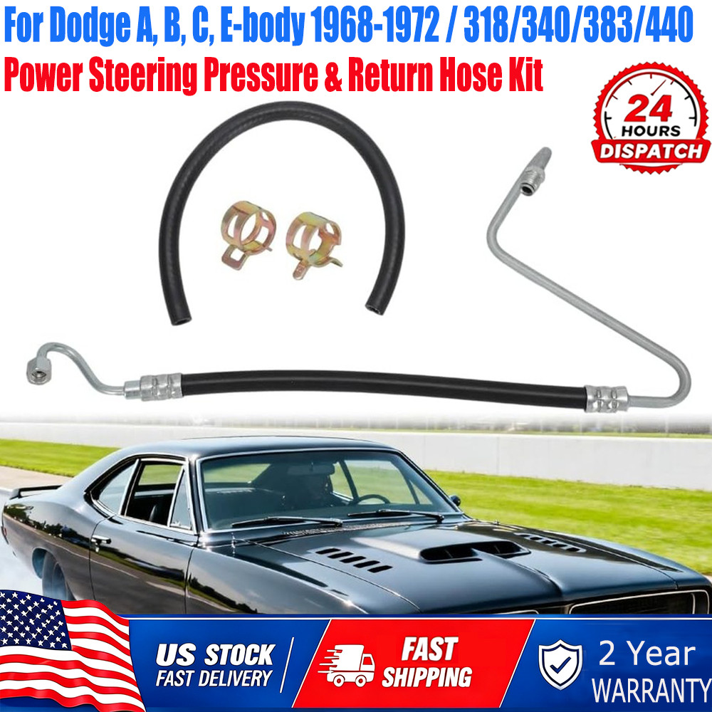 For Dodge Power Steering Hose Kit 1969-72 Saginaw A,B,C,E-Body 318-340-383-440