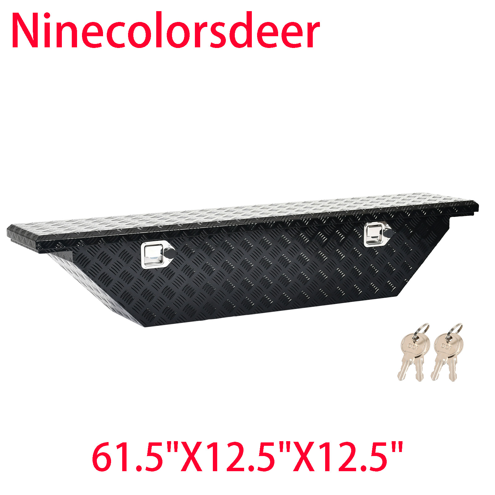 61.5-Inch Aluminum Angled Truck Tool Box Low Profile Wedge Toolbox Black
