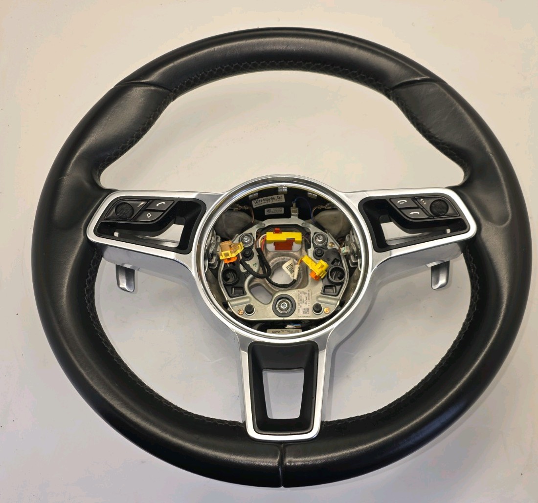 15-21 Porsche Macan 95B Cayenne 958 Black Steering Wheel w/ Paddle Shifters OEM 
