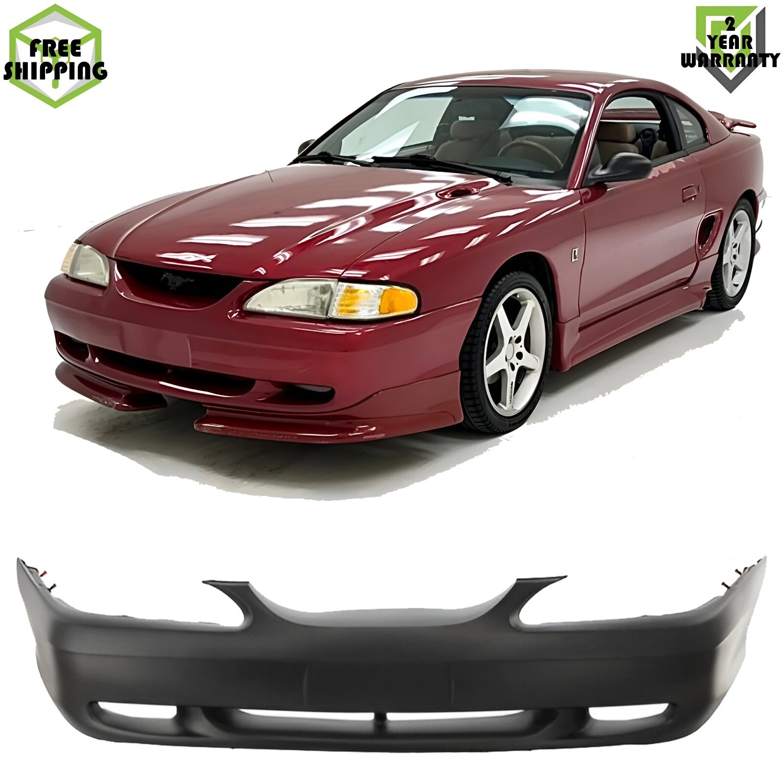 Front Bumper Cover Primed Plastic For 1994-1998 Ford Mustang