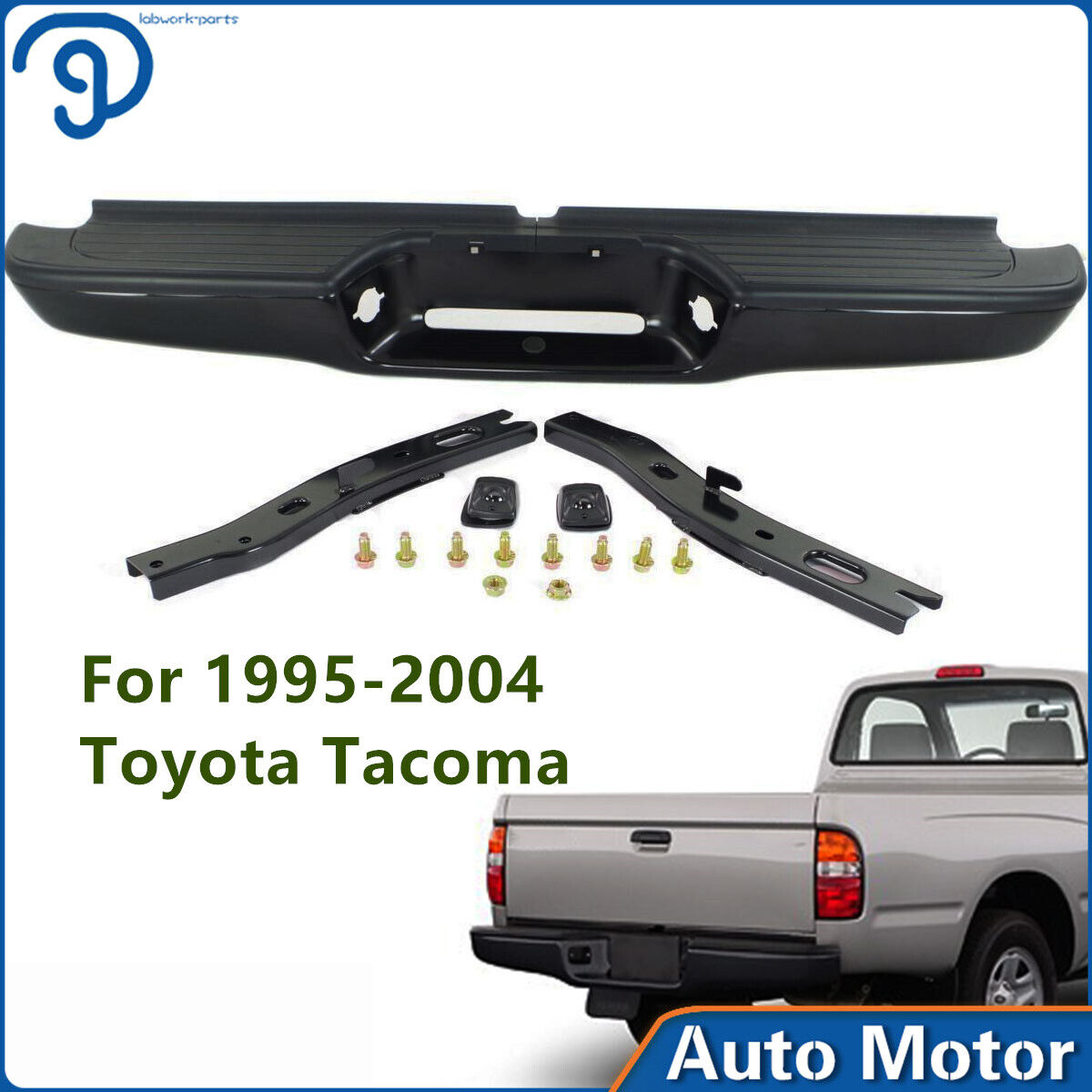 Black Complete Rear Step Bumper Assembly For 1995-2003 2004 Toyota Tacoma Truck