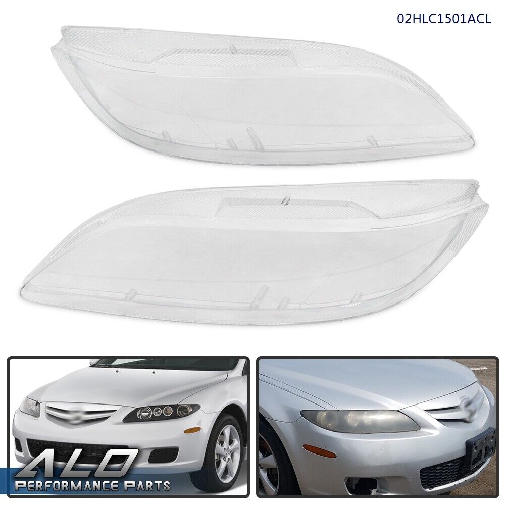 Headlight Replacement Lens Clear Fit For 2003-2008 Mazda 6 Left & Right 