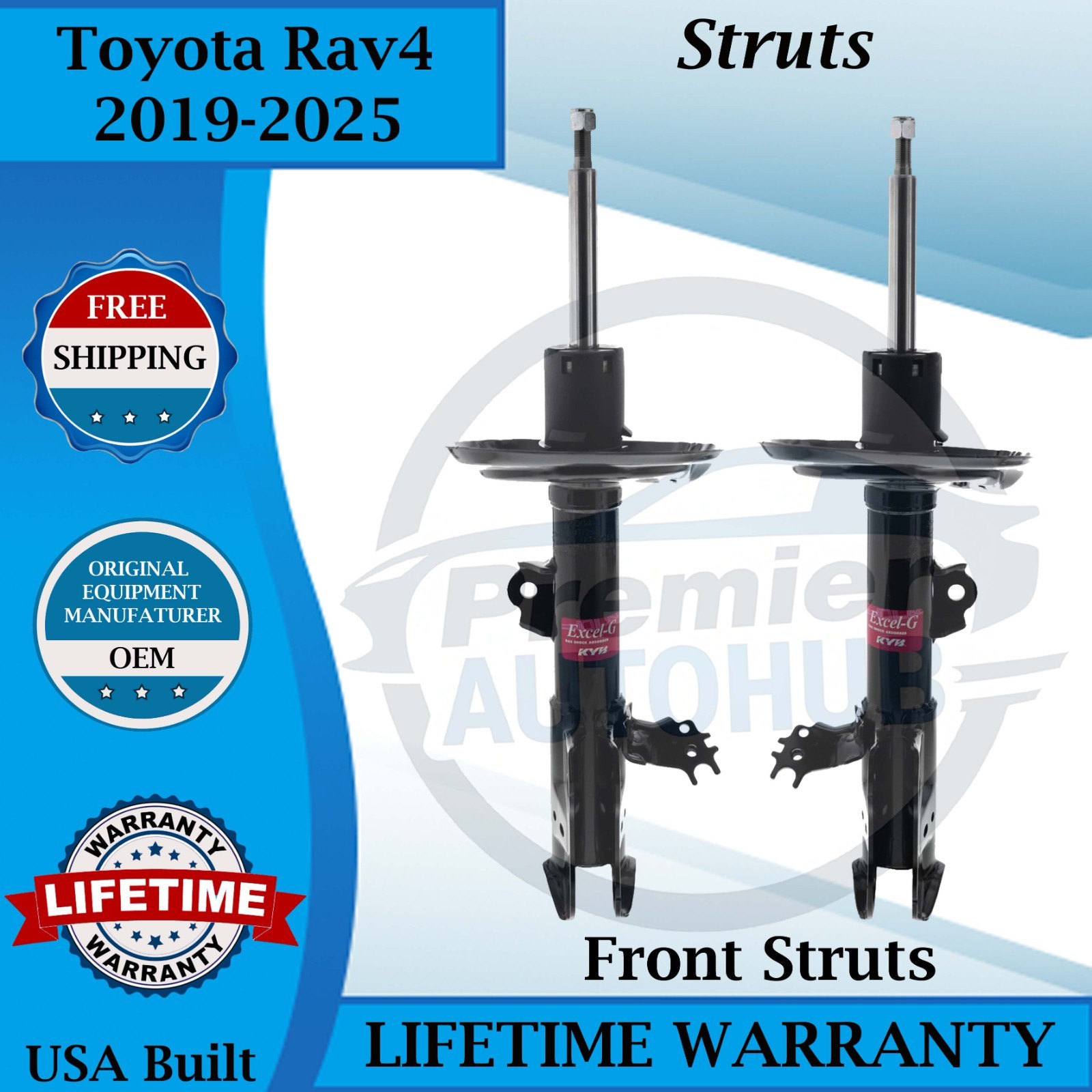 KYB OEM Front Struts For 2019-2025 Toyota Rav4 2.5L 2.5L Hybrid 10 Year Warranty