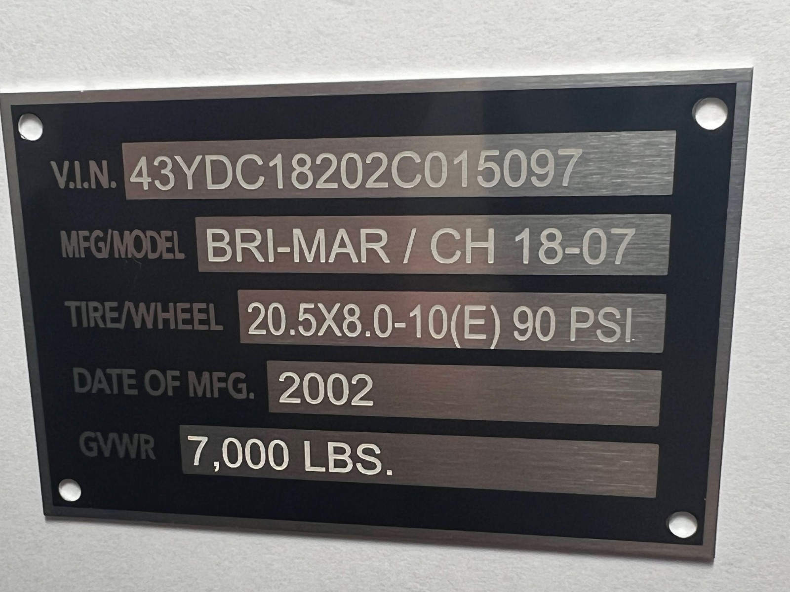 Customized Tag TRAILER plaque for display, vintage or restore  + 4 fstnrs.