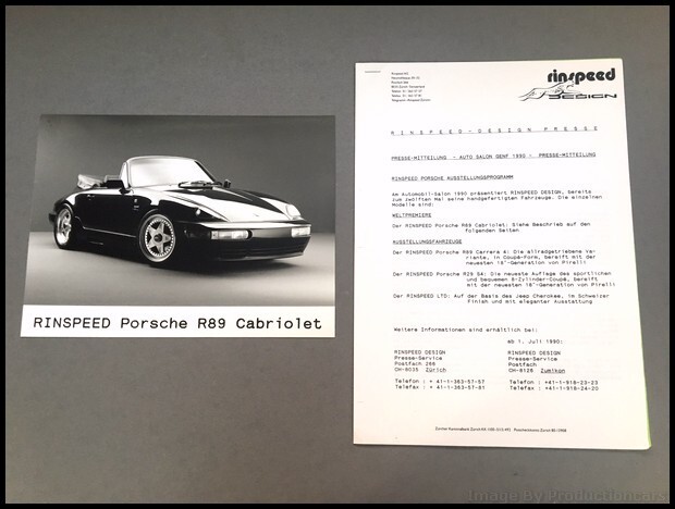 1990 Porsche R89 911 Cabriolet Rinspeed Car Factory Photo and Press Release