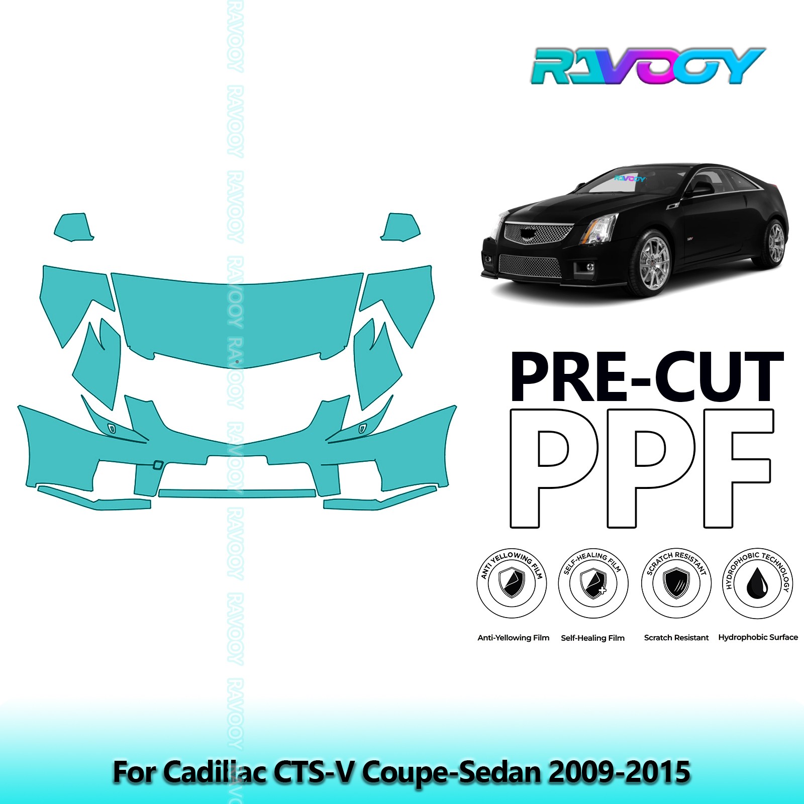 PreCut Paint Protection PPF Kit For Cadillac CTS-V Coupe-Sedan 2009-2015
