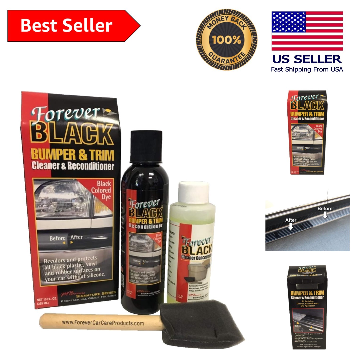 Permanent Forever Black Bumper & Trim Care - 10 oz Total for Ultimate Protection