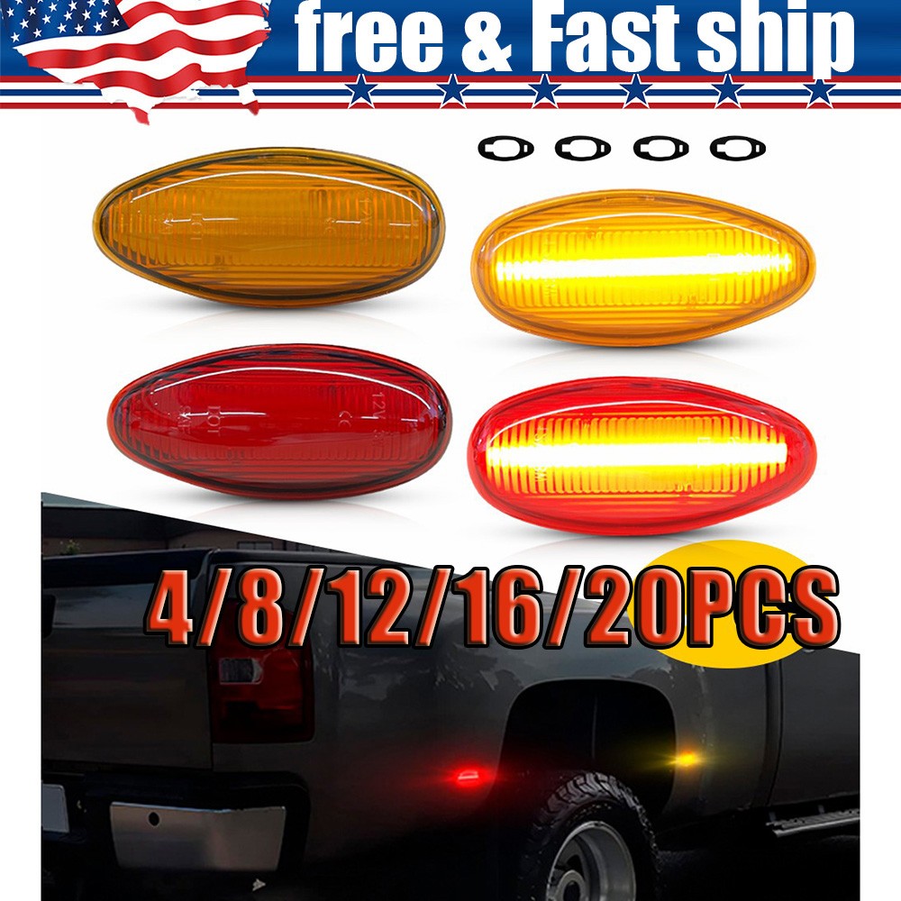 Amber Red LED Marker Lamps For GMC Sierra 2500HD 3500HD 99-14 Dually Bed4-20x