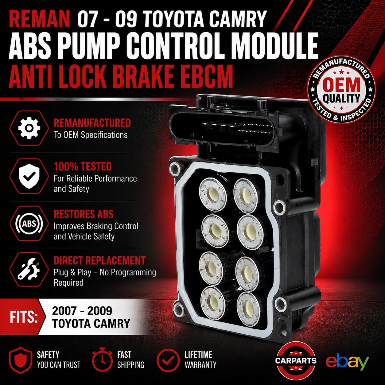 REMAN 07 - 09 Toyota Camry ABS Pump Control Module Anti Lock Brake EBCMw As sss