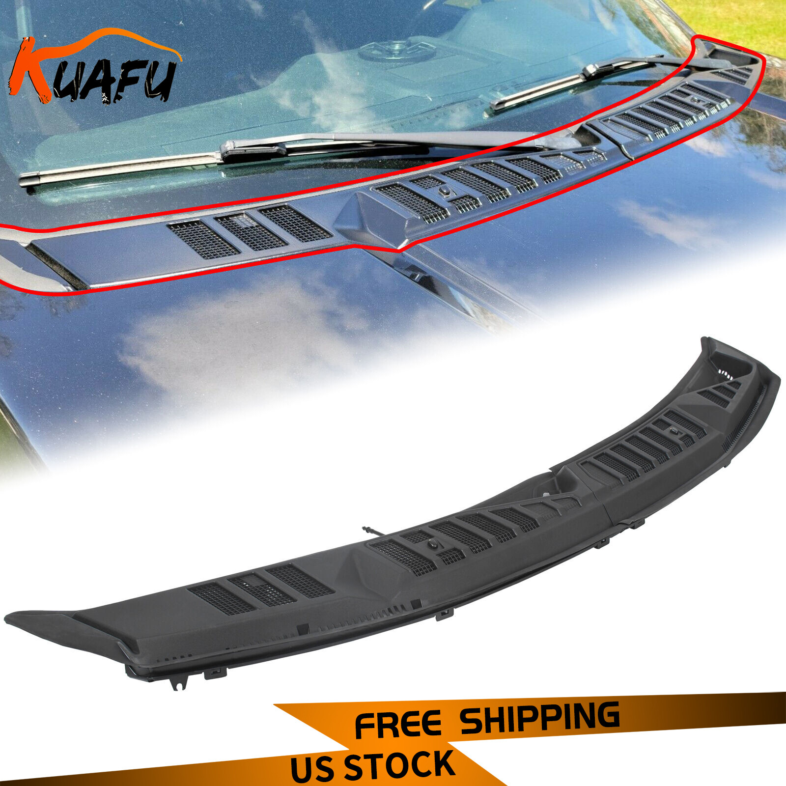 KUAFU For 2015-2020 16 17 18 Ford F150 F-150 Windshield Wiper Cowl Grille Panels