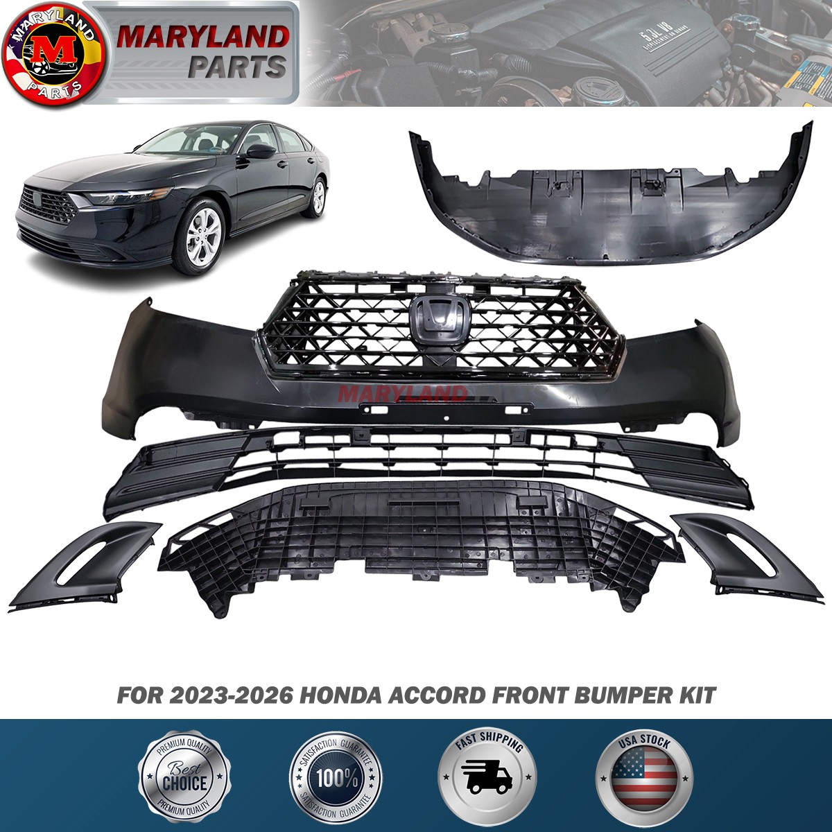 For 2023-2026 Honda Accord Front Bumper Kit