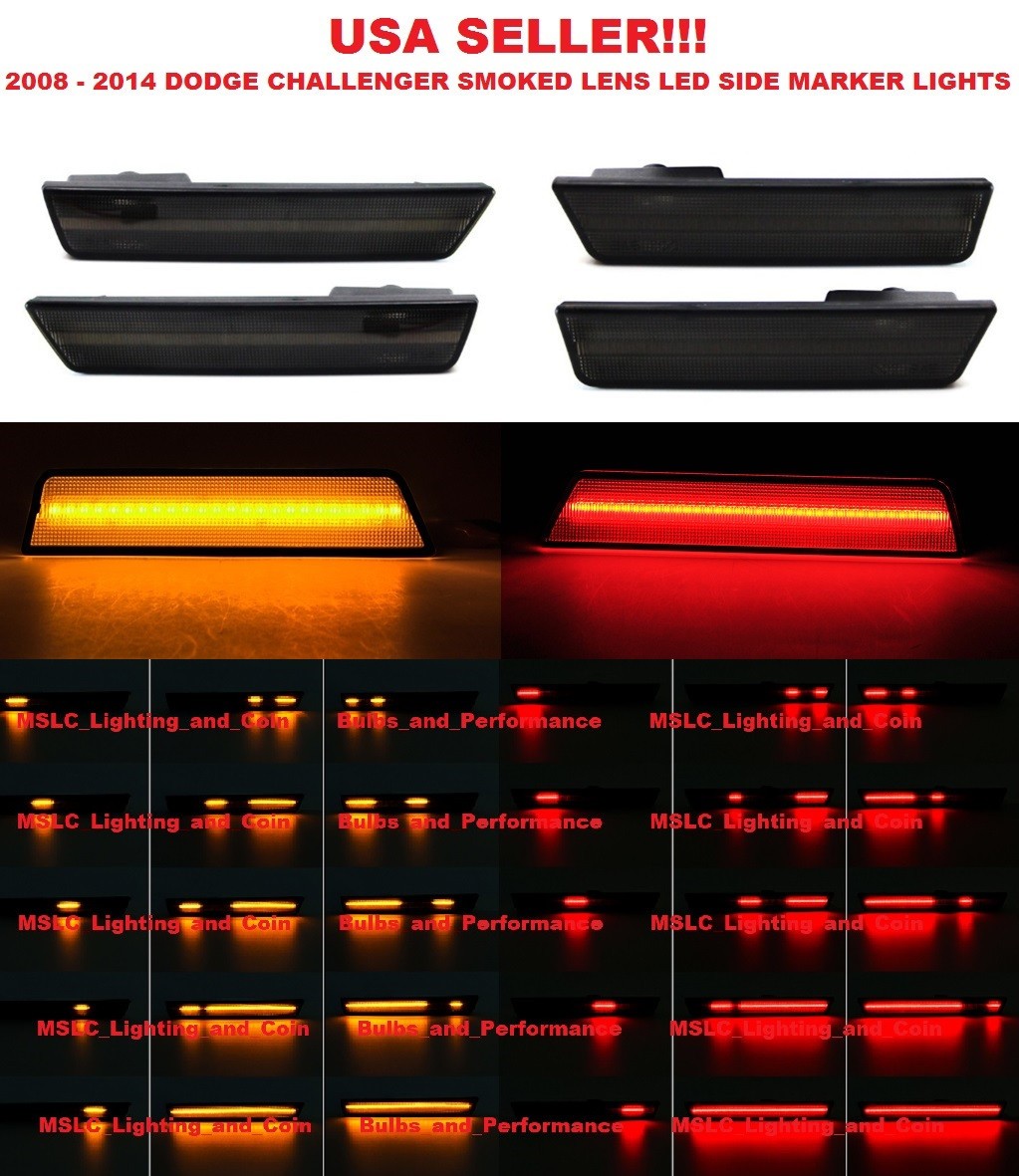 SMOKED LENS LED SIDE MARKERS w/ START UP ANIMATION for 2008-14 DODGE CHALLENGER