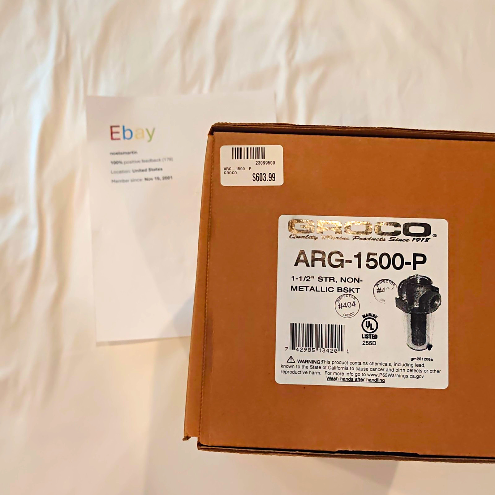 Groco ARG-1500-P 1-1/2” Strainer Non-Metallic Basket